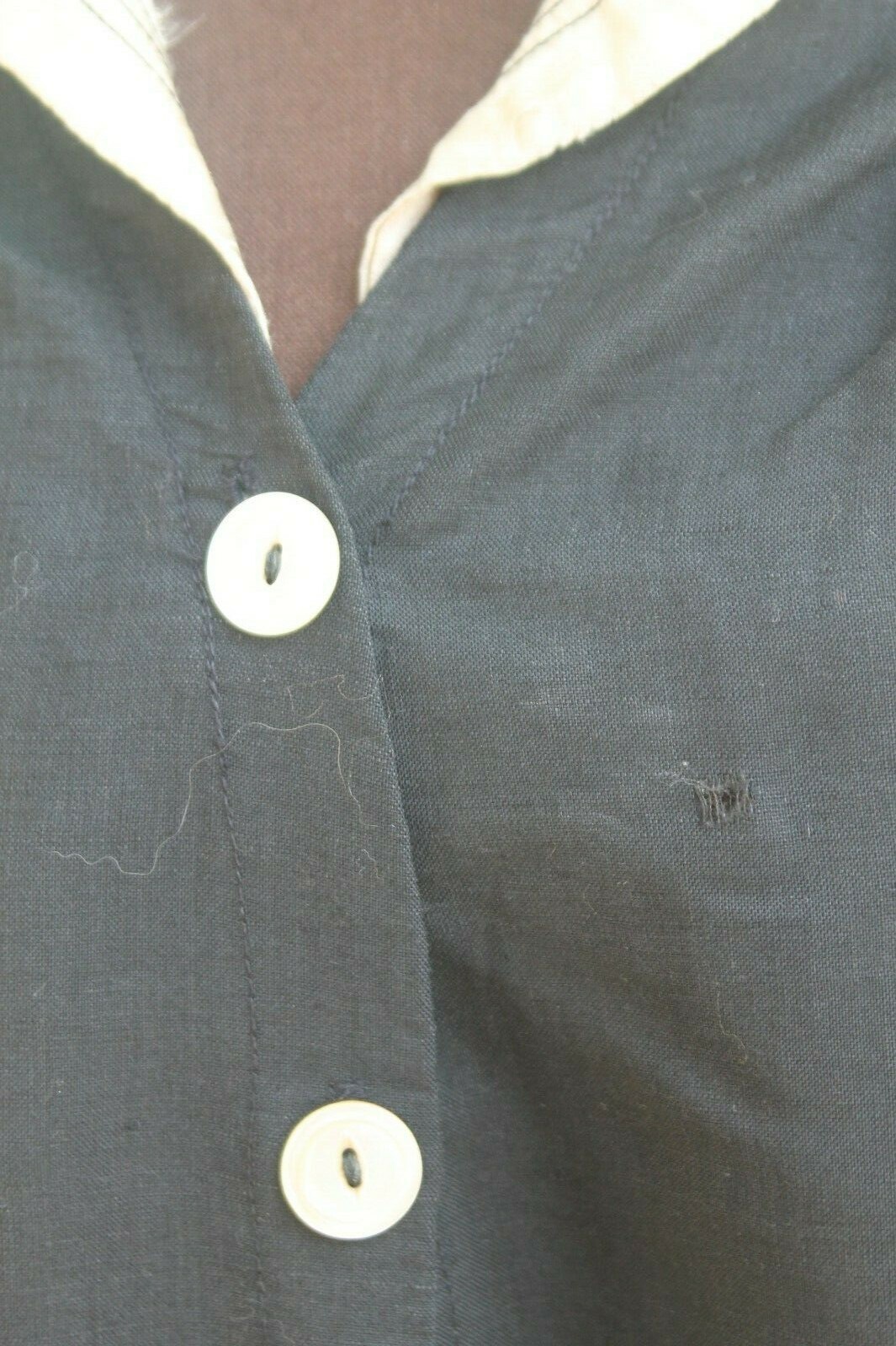 Black 1940s silk short sleeve duster jacket with buttons up front. Med, LG