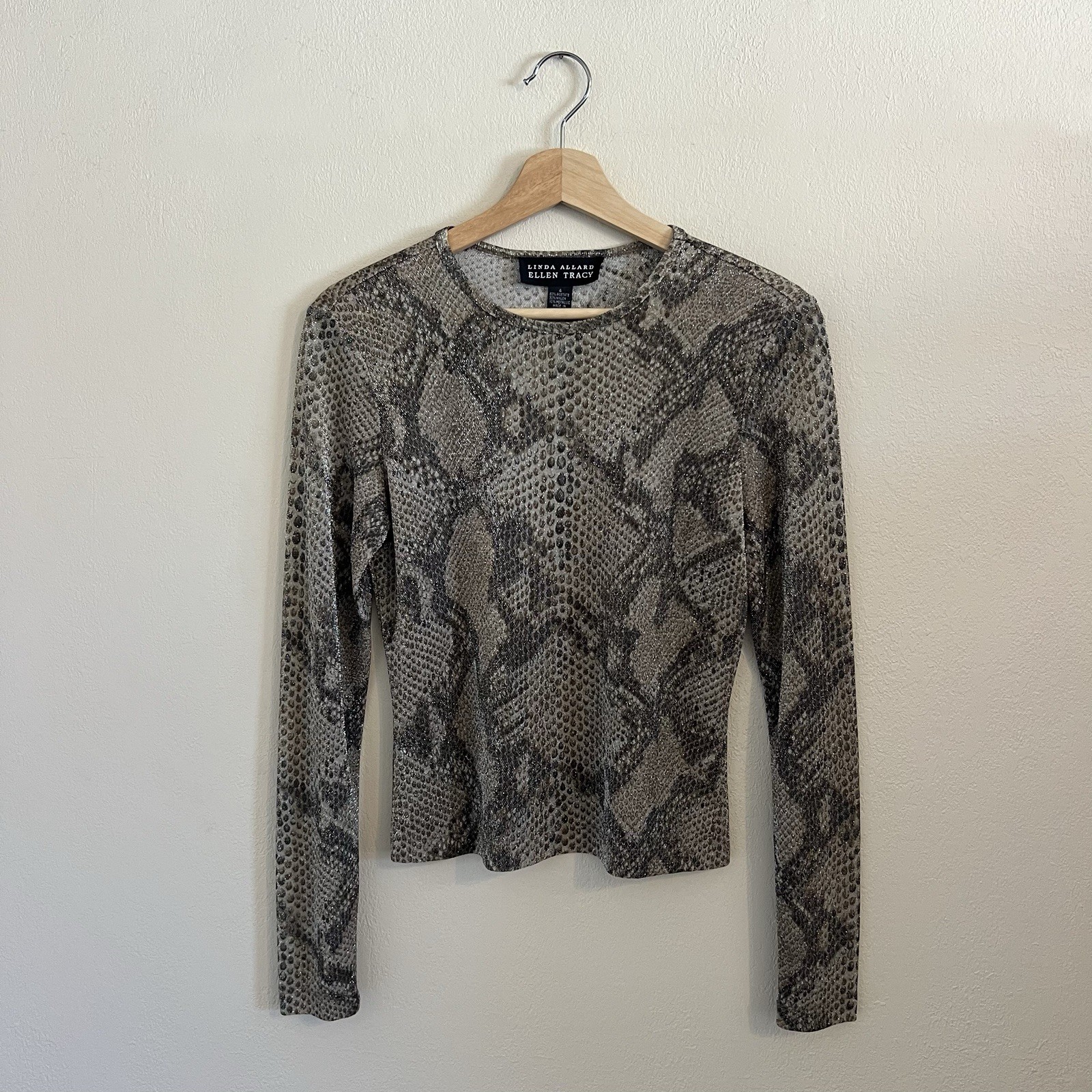 Vintage Semi Sheer Snakeskin Long Sleeve