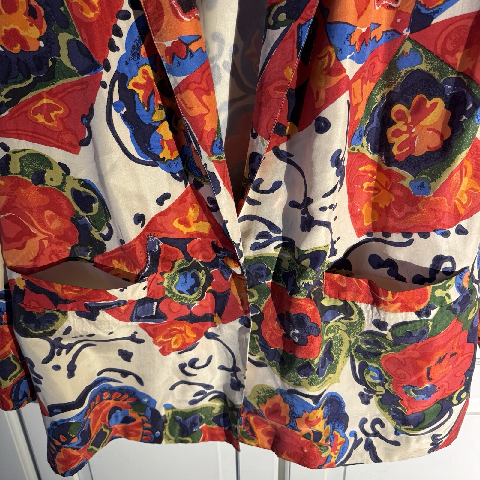 Vintage Carol Horn Workshop Bold Print 100% Silk Blazer Jacket – Medium