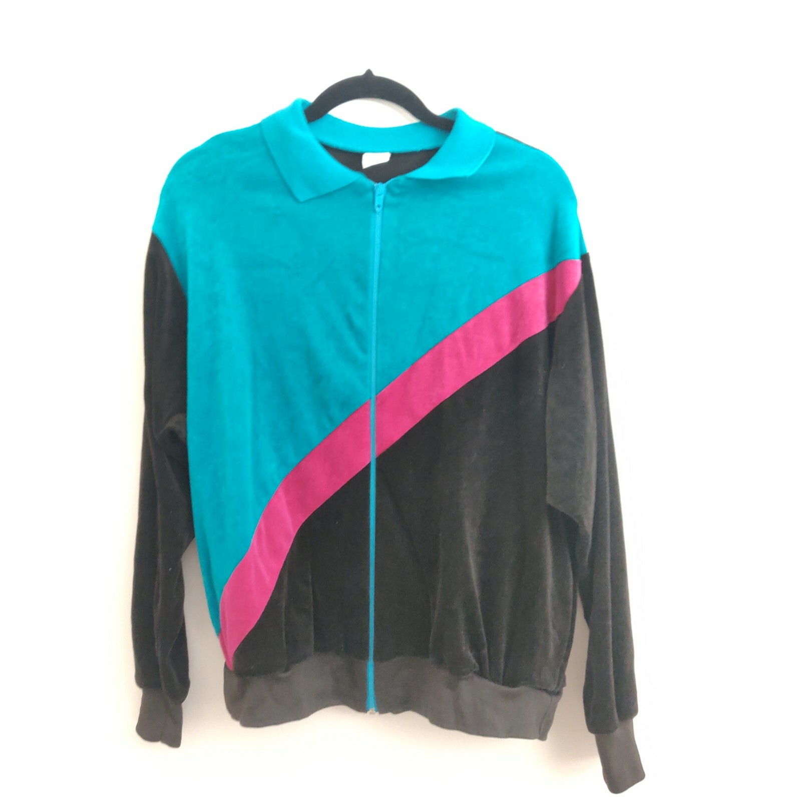 Vintage Jantzen Brown Blue Pink Track Jacket Full Zip Hip Hop 2X