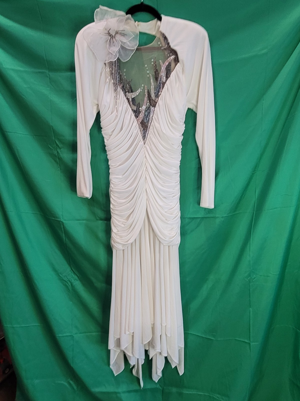 Vintage Casadei White Beaded Formal Evening Gown – Size 16