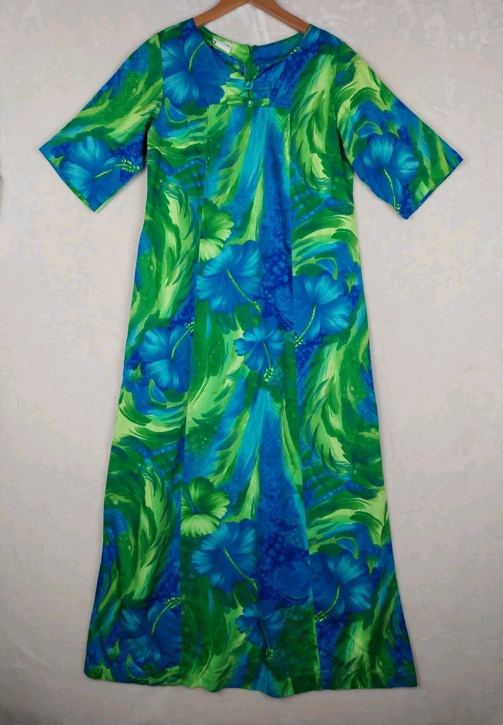VTG 60/70s Made in Hawaii Maxi Dress M/L Festival Boho Hippie Psychedelic
