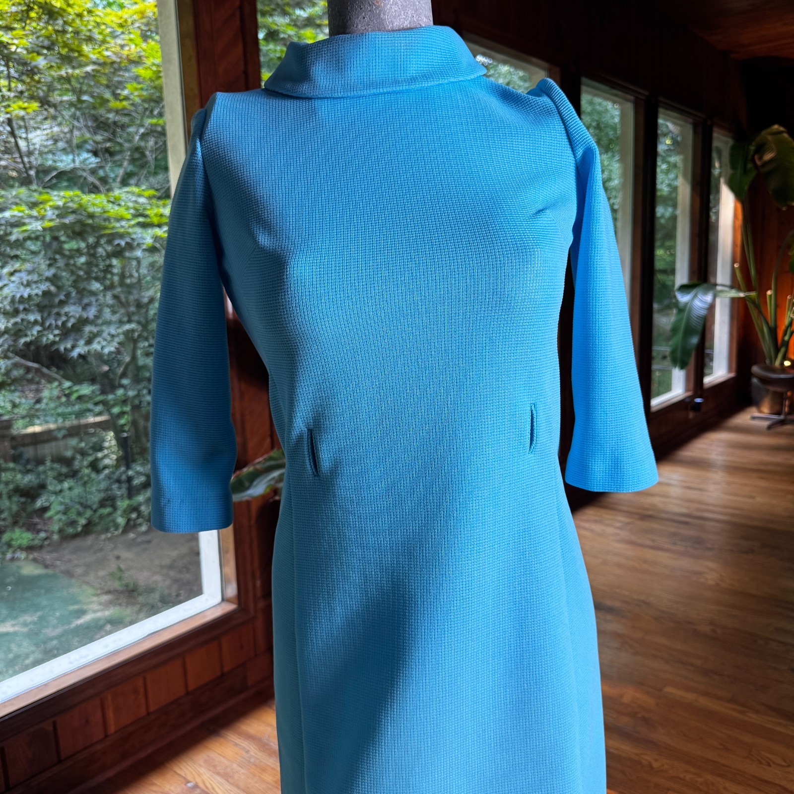 Vintage 60s 70s Stoner Square Nelly Don Mod Knit Shift Dress Talon Zip Small