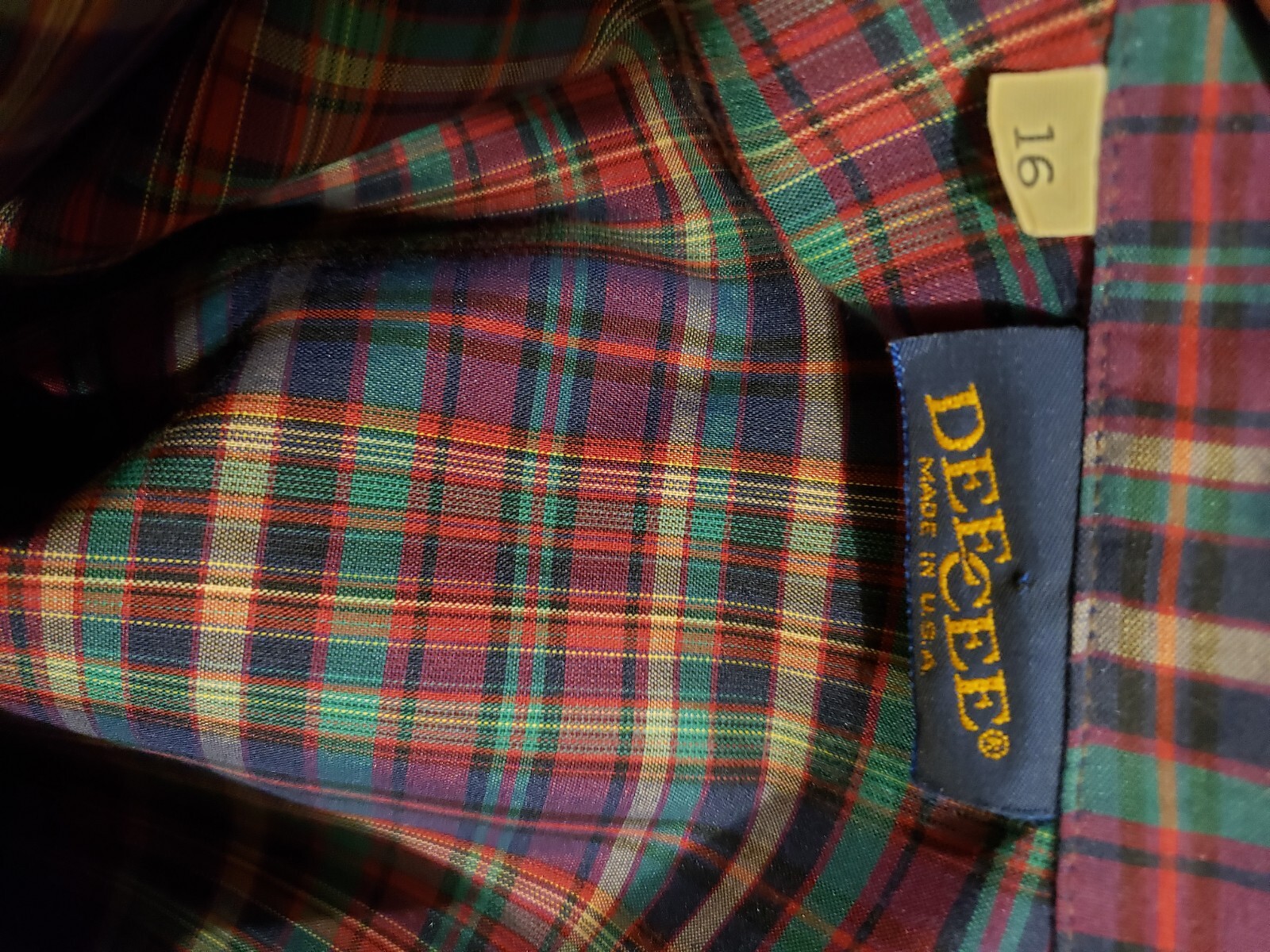 DEE CEE Brand Western Shirt Womens Size 16 Plaid Green Long Sleeve Button Up