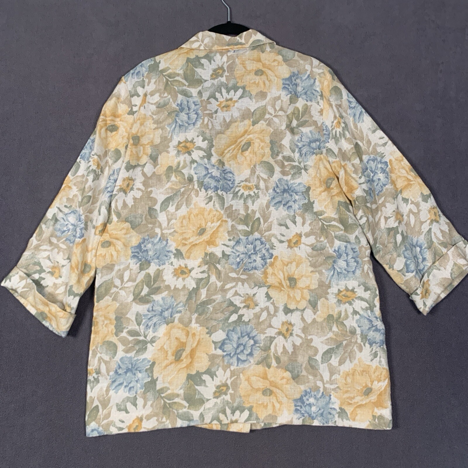 Vintage Alice Stuart Blazer M Beige Cottagecore Jacket Rayon Flax Blnd USA