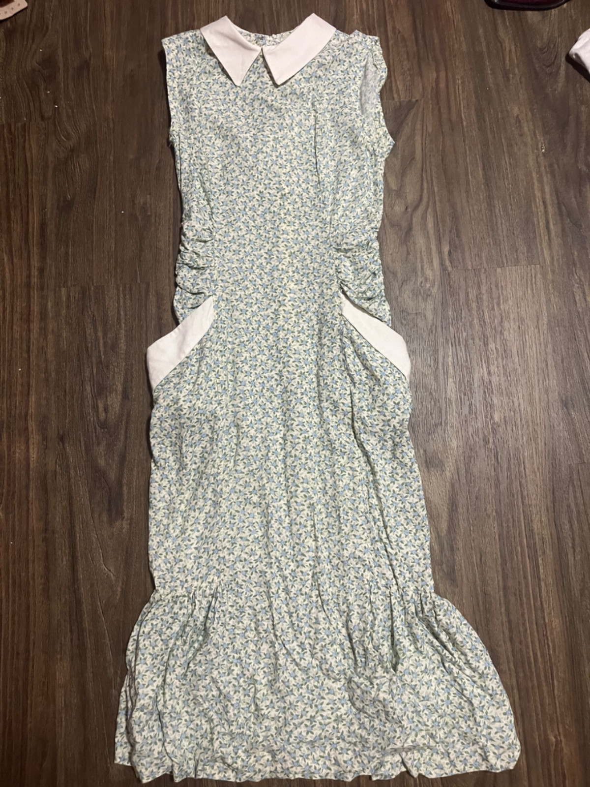 Vintage Contempo Casuals dress, 80s, Size 3-4, blue, green, and white floral