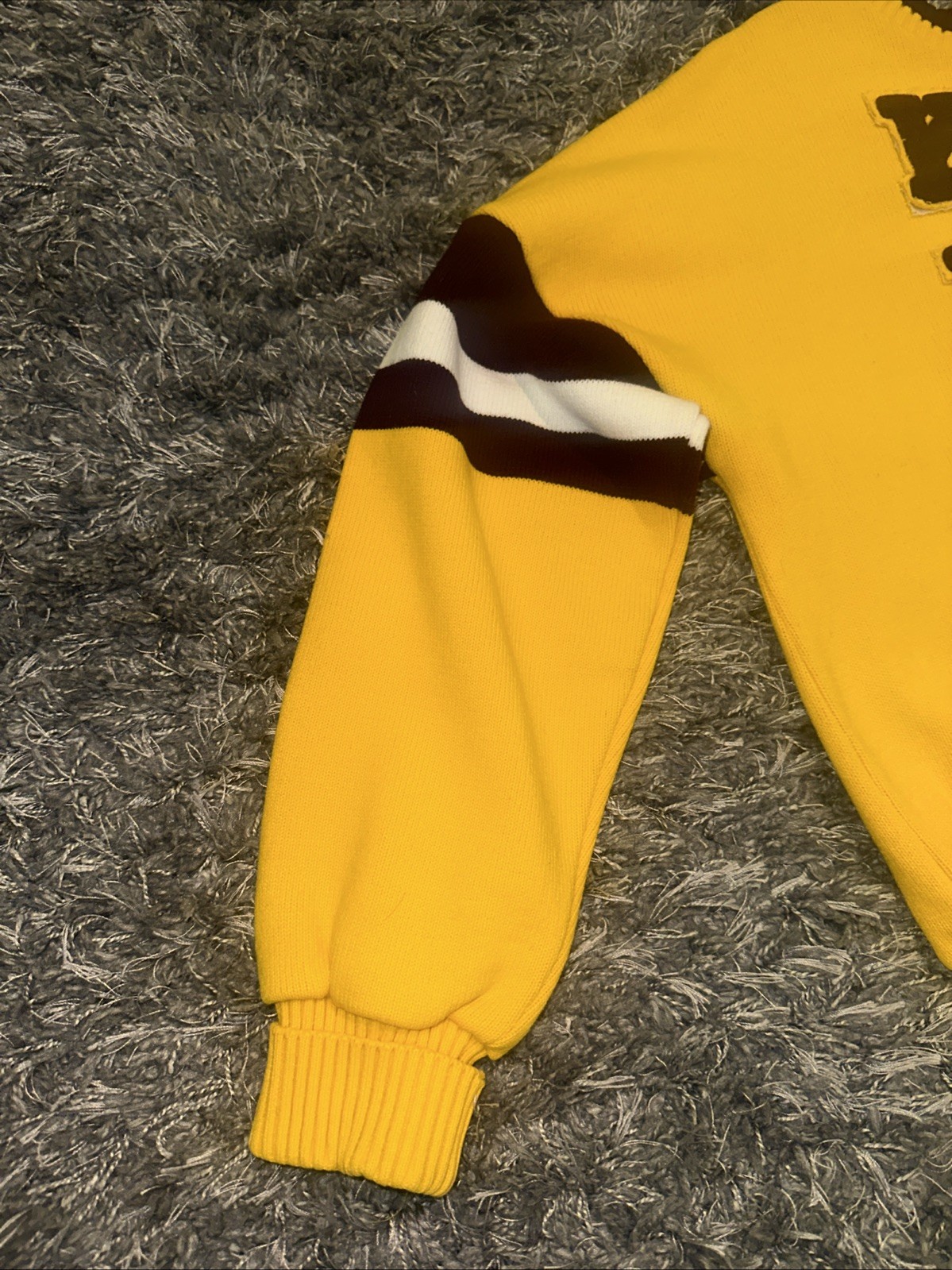 Vtg Varsity Spirit KHS Cheer Sweater Womens Sz Size 38 USA Made Yellow Maroon