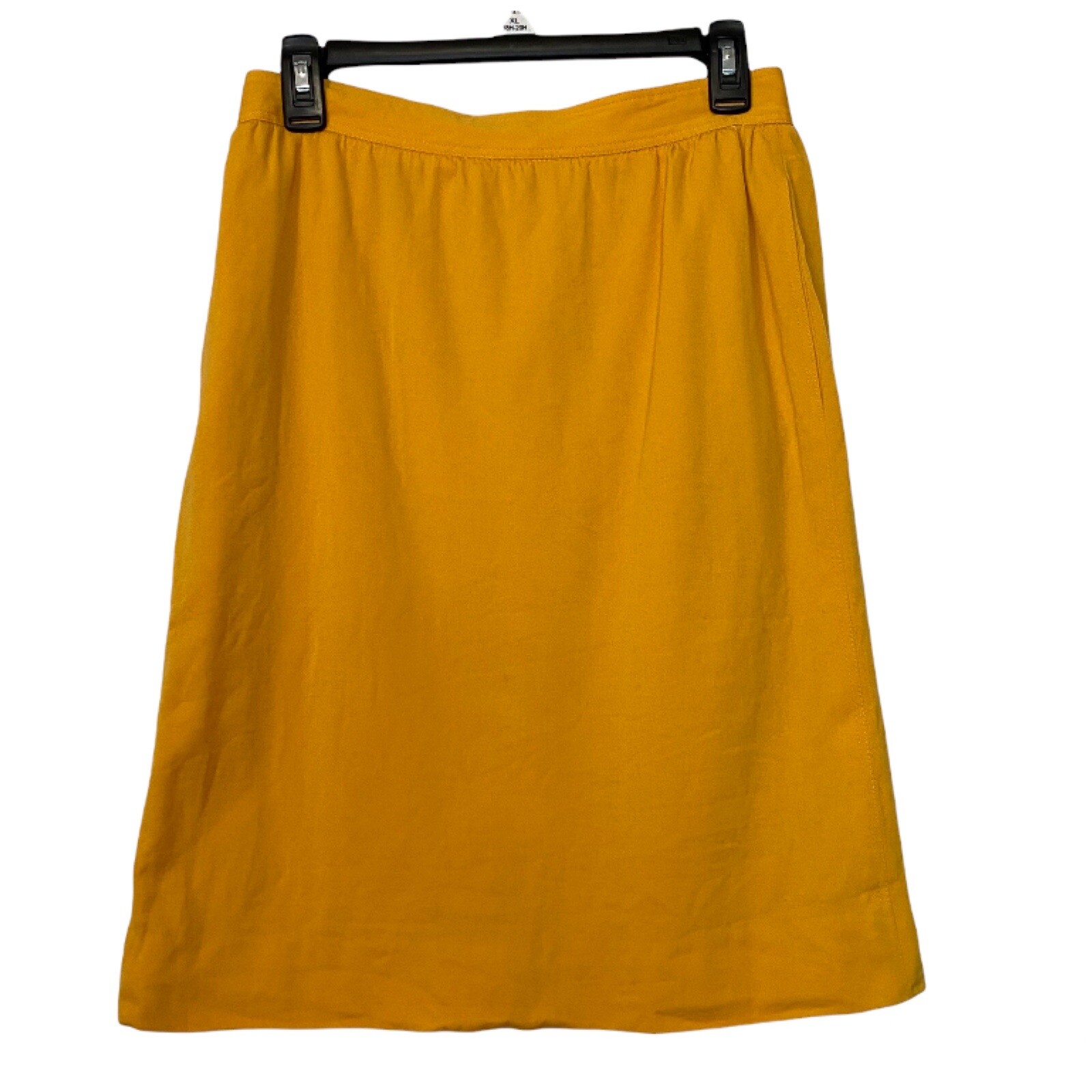 VTG Emanuel Ungaro Parallele Paris Yellow Skirt Size 8 Seta Soie Silk W/Pockets