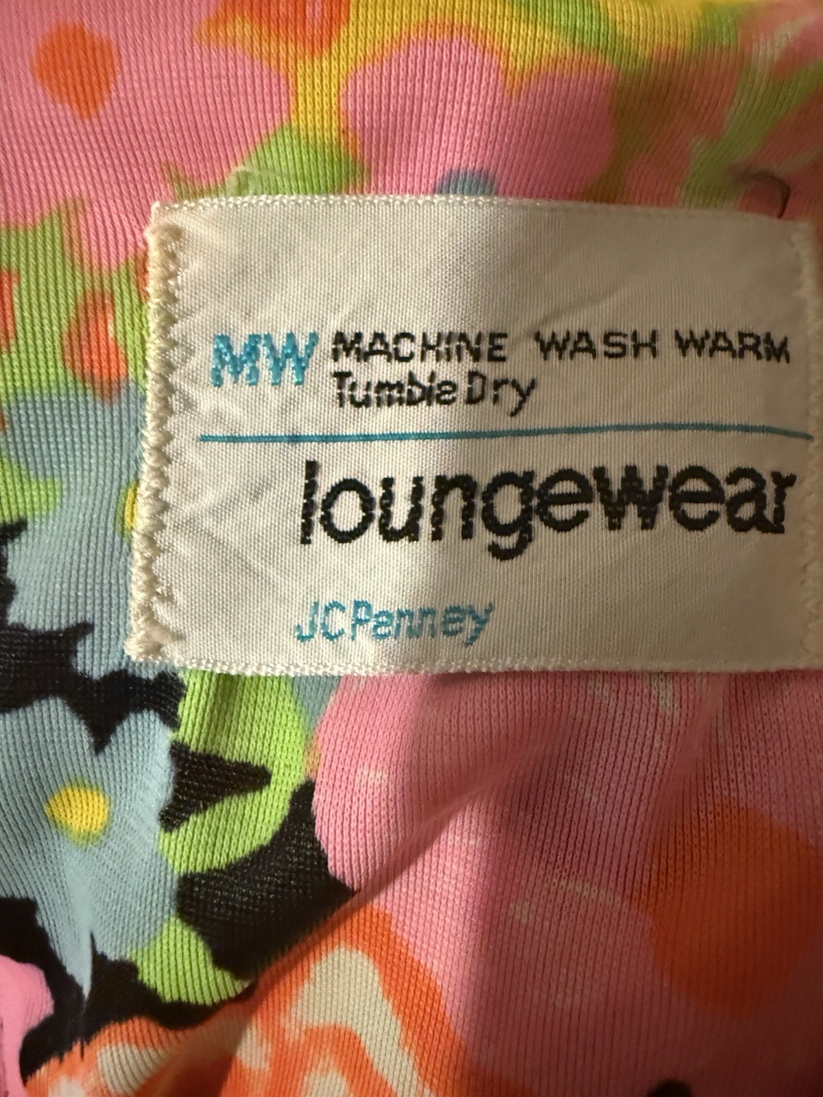 JC Penney Vintage 70’s Floral Loungewear Medium Hippie Raw Bottom Hem