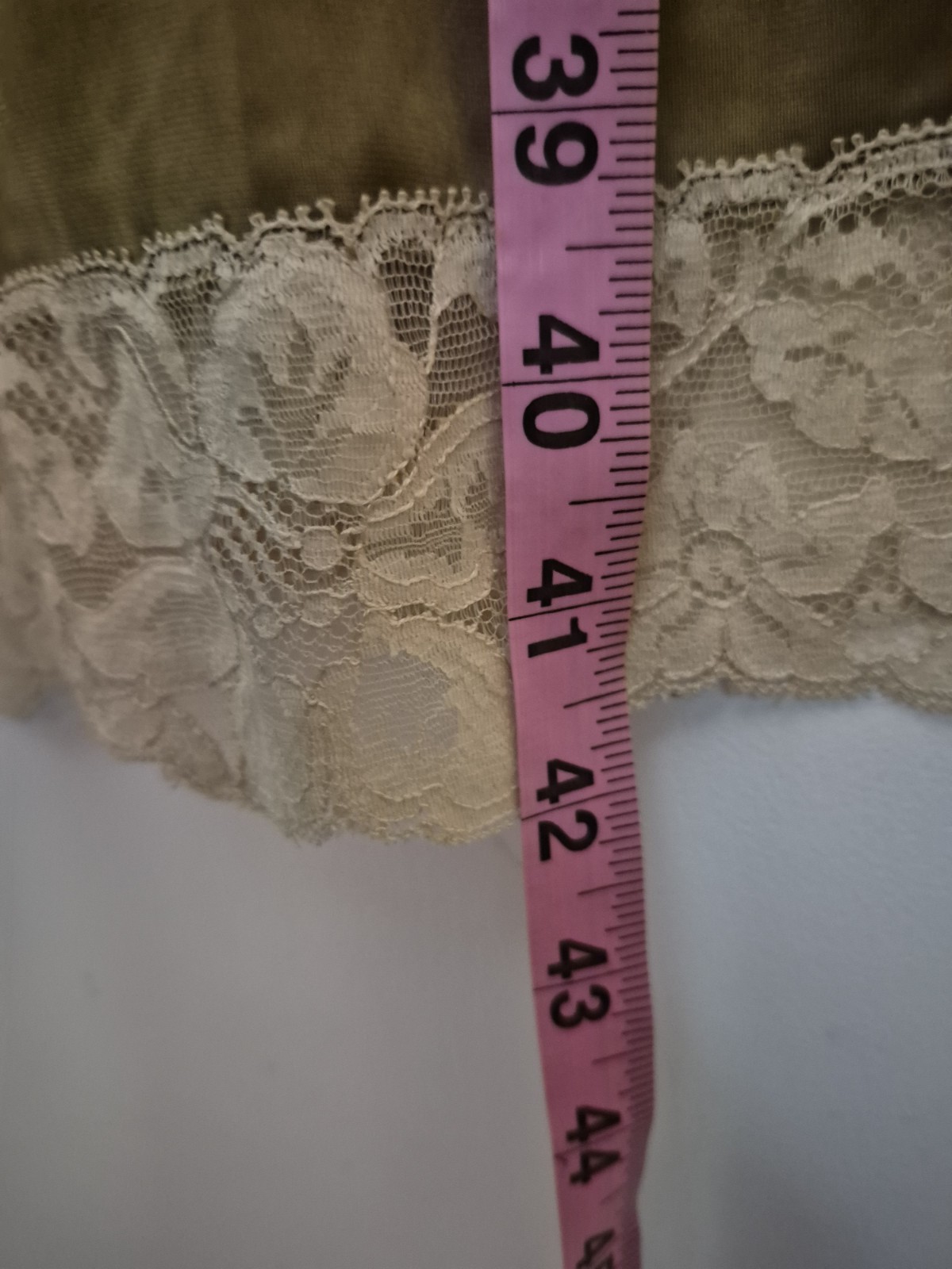 💥 UNIQUE Vintage 1960s Vanity Fair Tricot Nylon Lace Slip Dress Sz 32 Brown D2