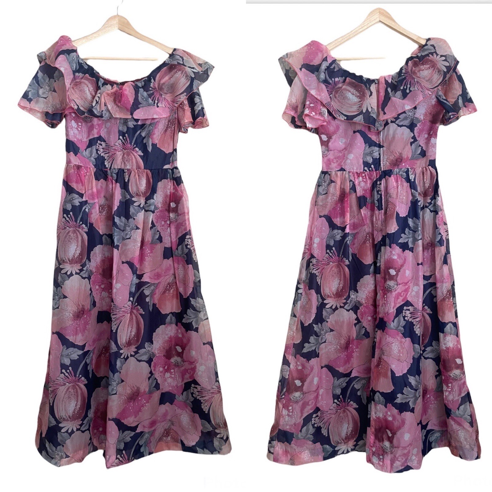 Vintage Avalon Classics Purple Floral MIDI Retro Dress Size Large?
