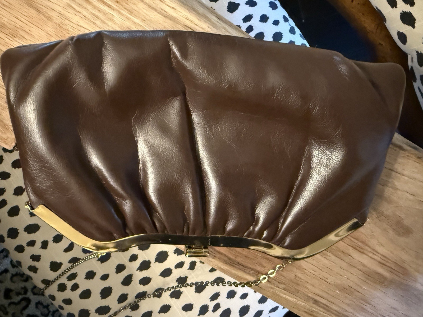 VTG HL USA Brown Chocolate Clutch Shoulder Strap Purse Gorgeous