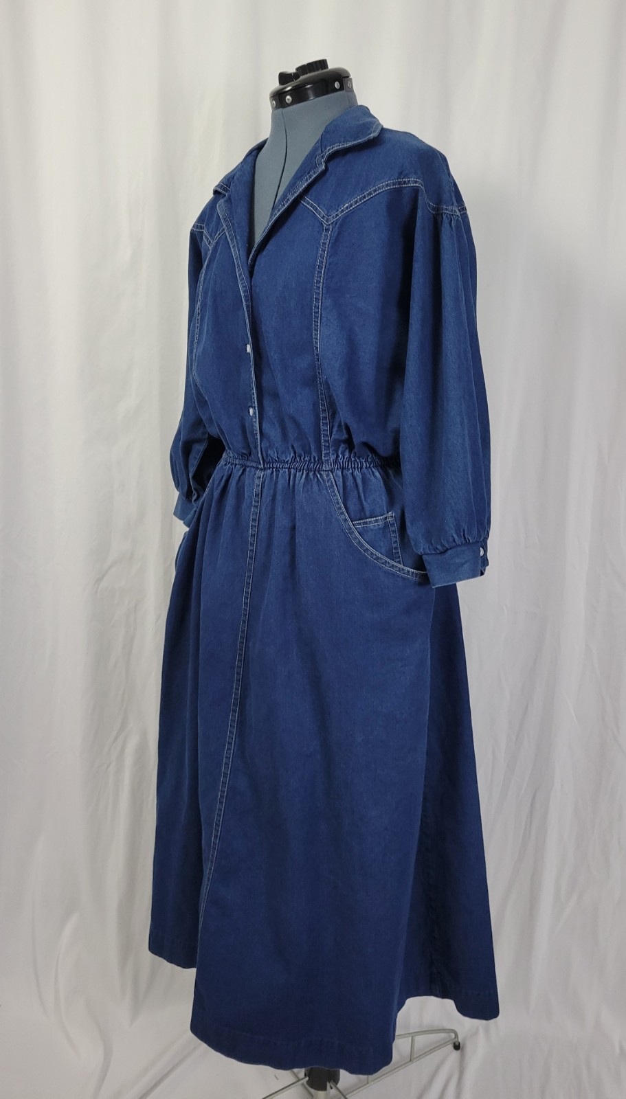 Vintage Kay Brandon for H & A Denim Shirt Dress w Elastic Waist Size M/L?