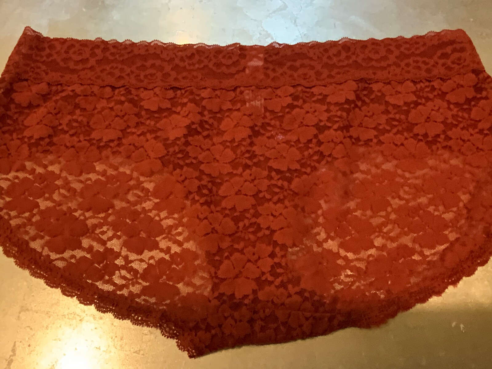 Vtg Auden XL Wine/Rust Sheer Lace Hipster Bikini Panties Panty