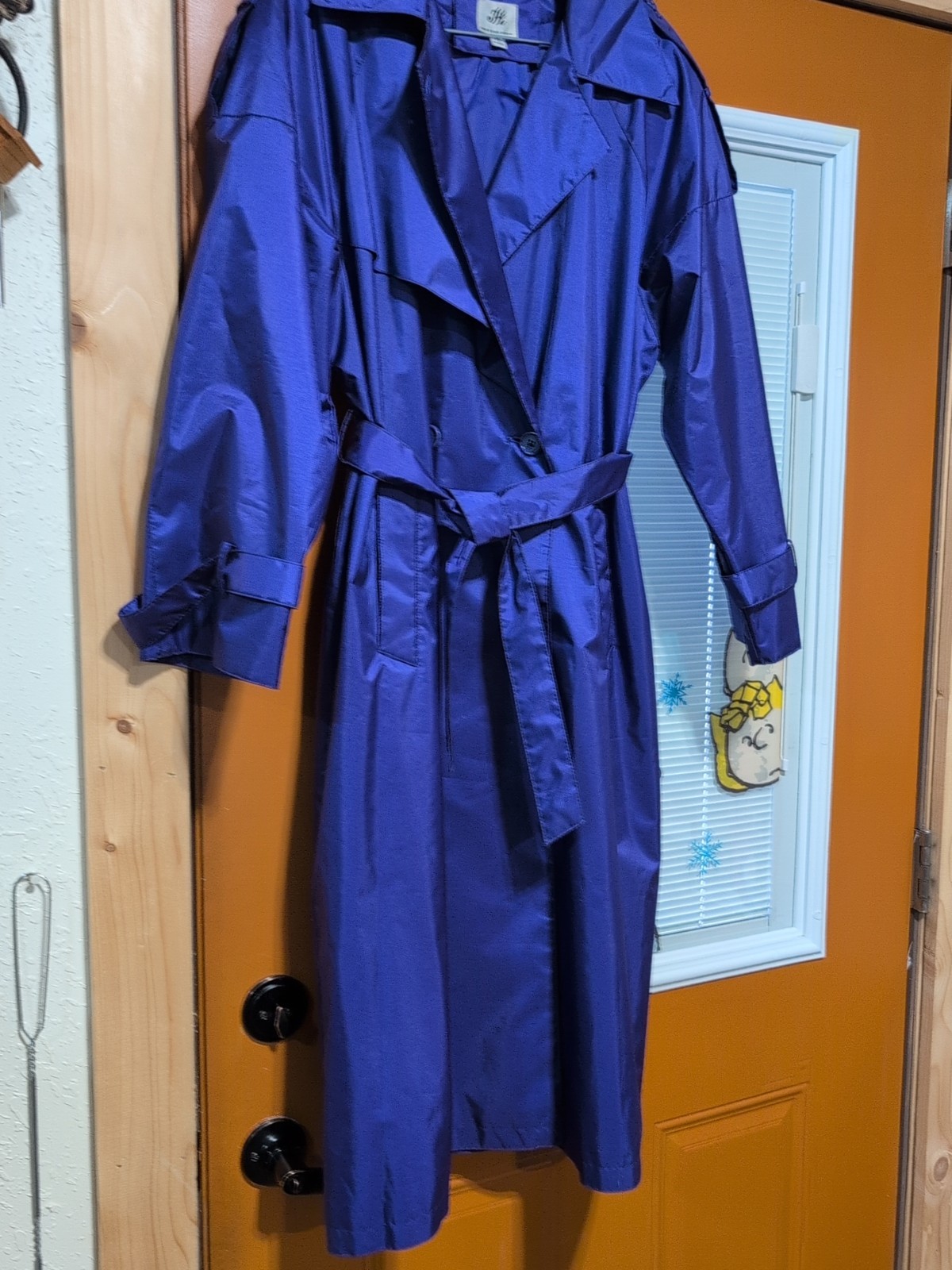 Vtg. JH Purple Trenchcoat Rain coat Size 14 Ladies Pleated Back Excellent Condit