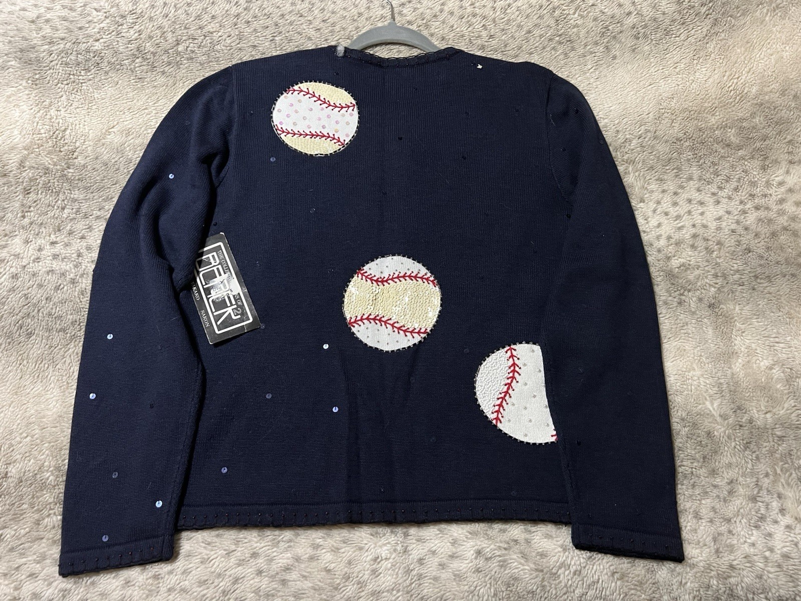 BEREK 2 Vintage Baseball Sweater Zip Up Cardigan Navy Blue Size Medium NWT