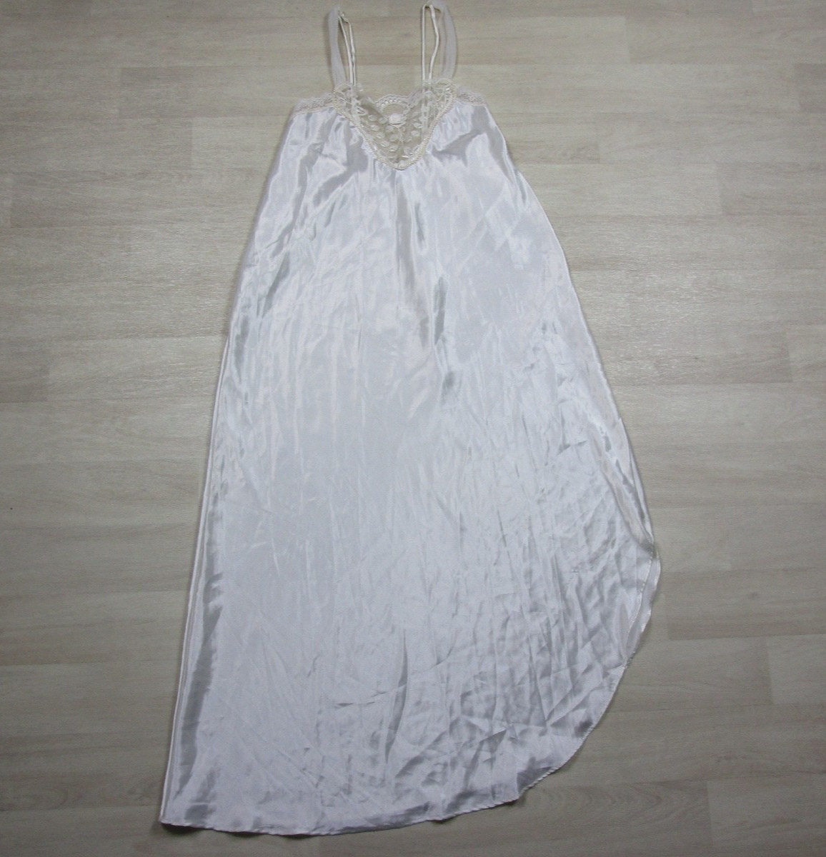 Vintage 80s Appel Liquid Satin Nightgown (M) White Bridal Honeymoon Lingerie