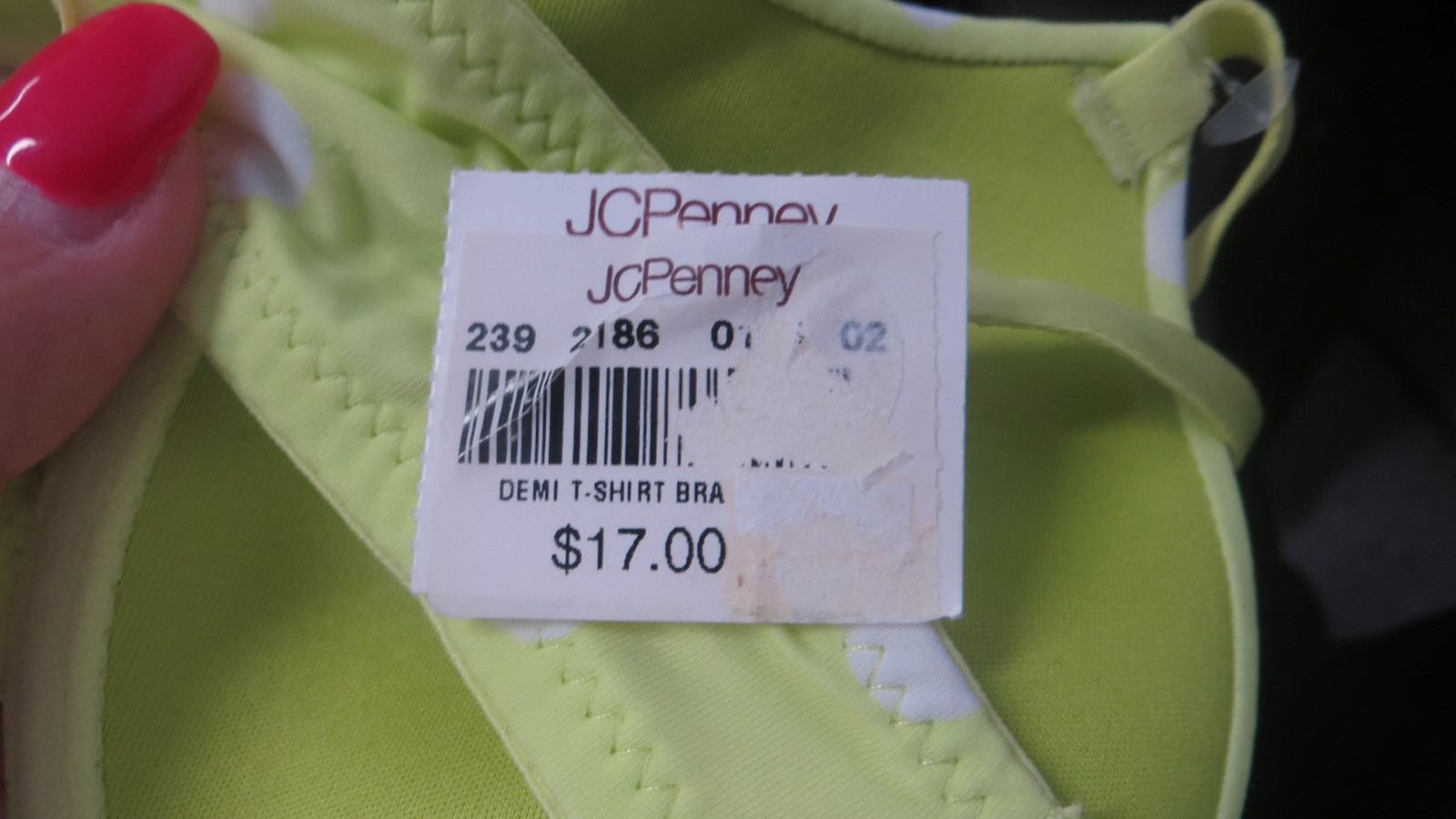 Vtg JC Penney Flirtitude Yellow Chartruese Polka Dot Padded Bra – 32A – NOS – a