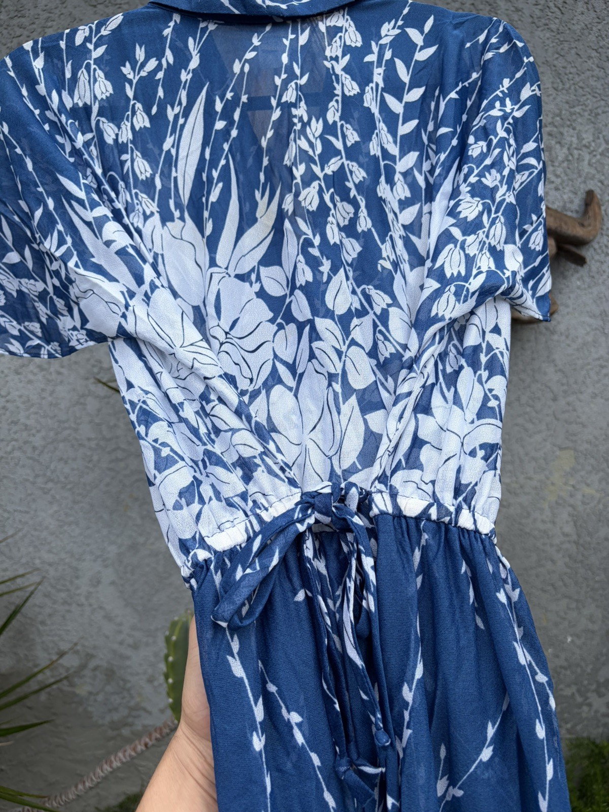 Vintage 1950s Sheer Blue / White | Day Dress | 1950s Floral Dress