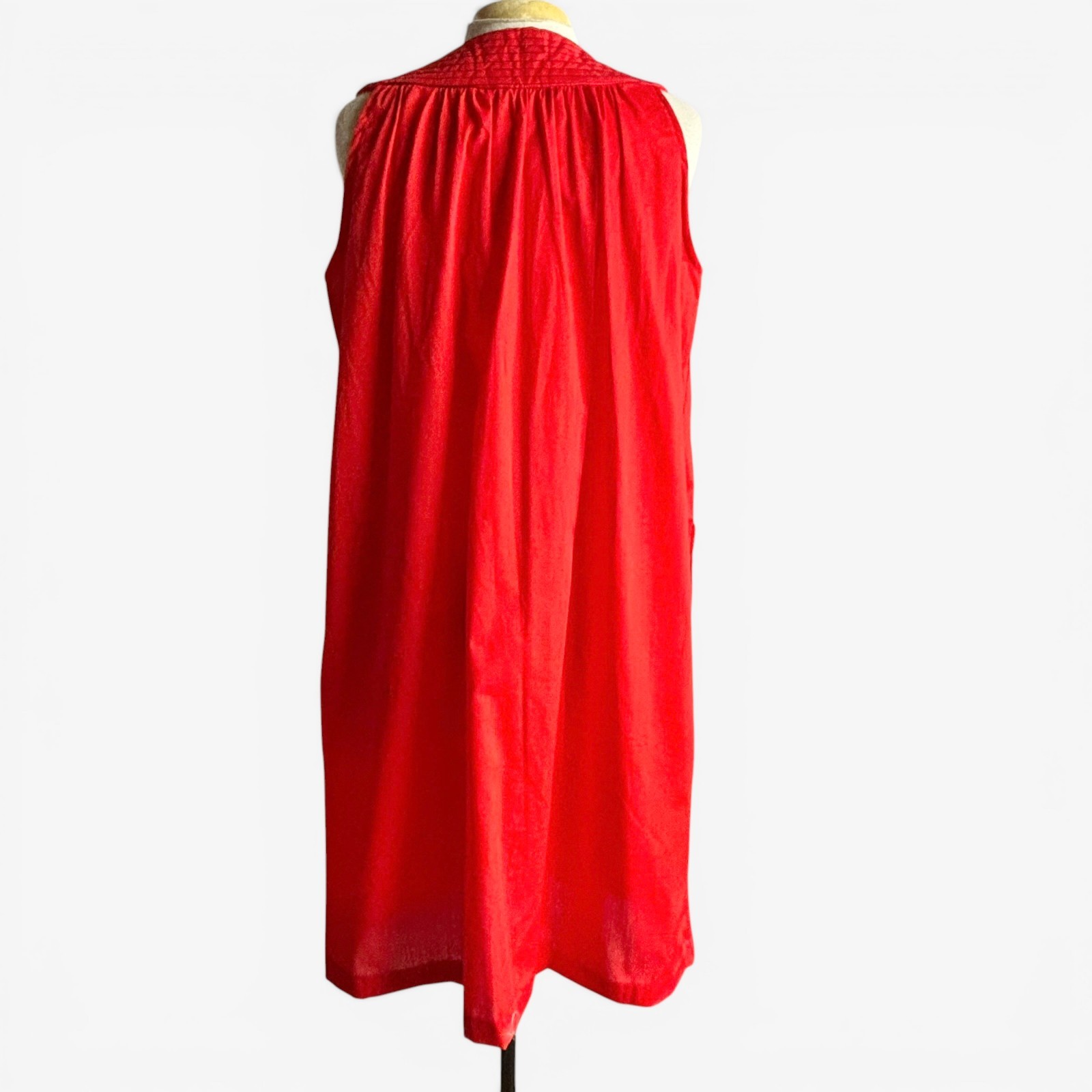 Vintage 1960s Springmaid Red Housecoat Dress Embroidered Pockets NOS NWT