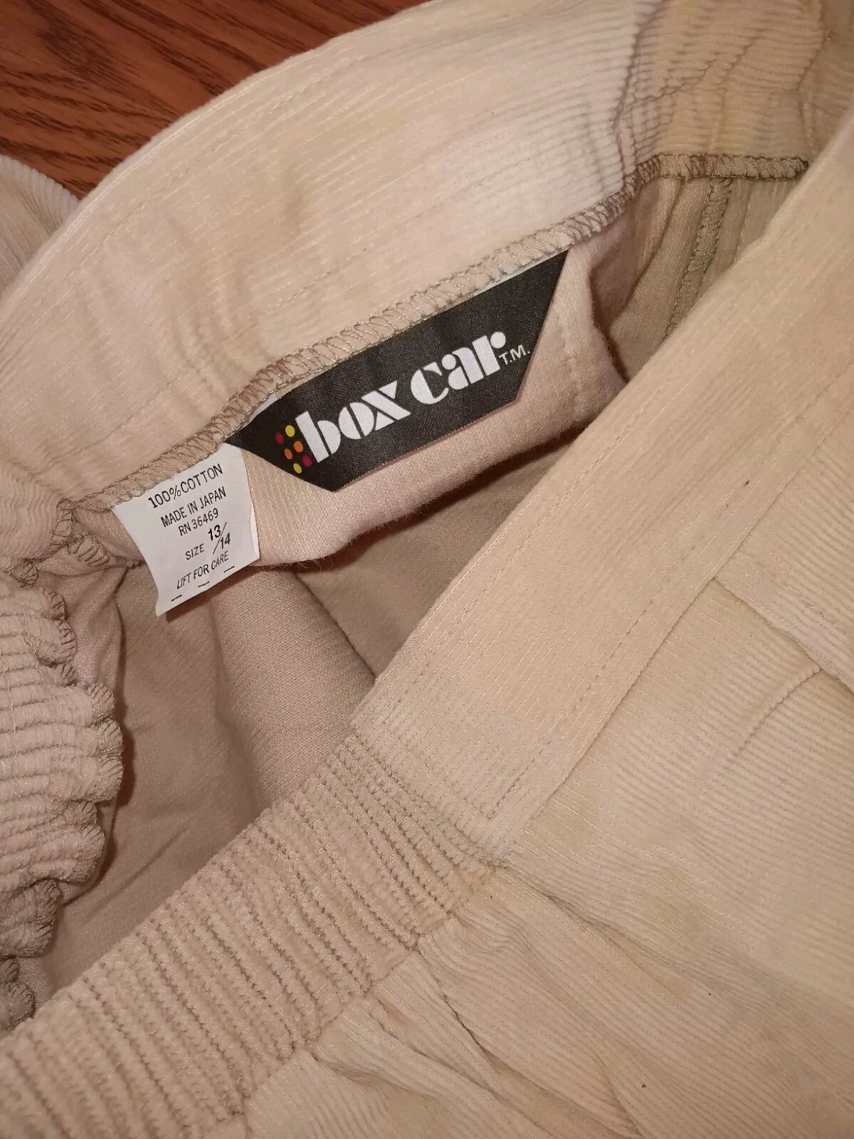 VTG 1970s Corduroy Shorts Box Car Skate Beach Beige 24″ Elastic Waist 13/14 NWT