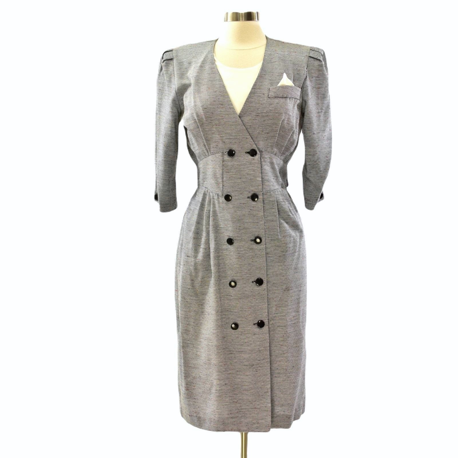 90s Double Breasted Shirt Dress Shoulder Pads VLP Size PS