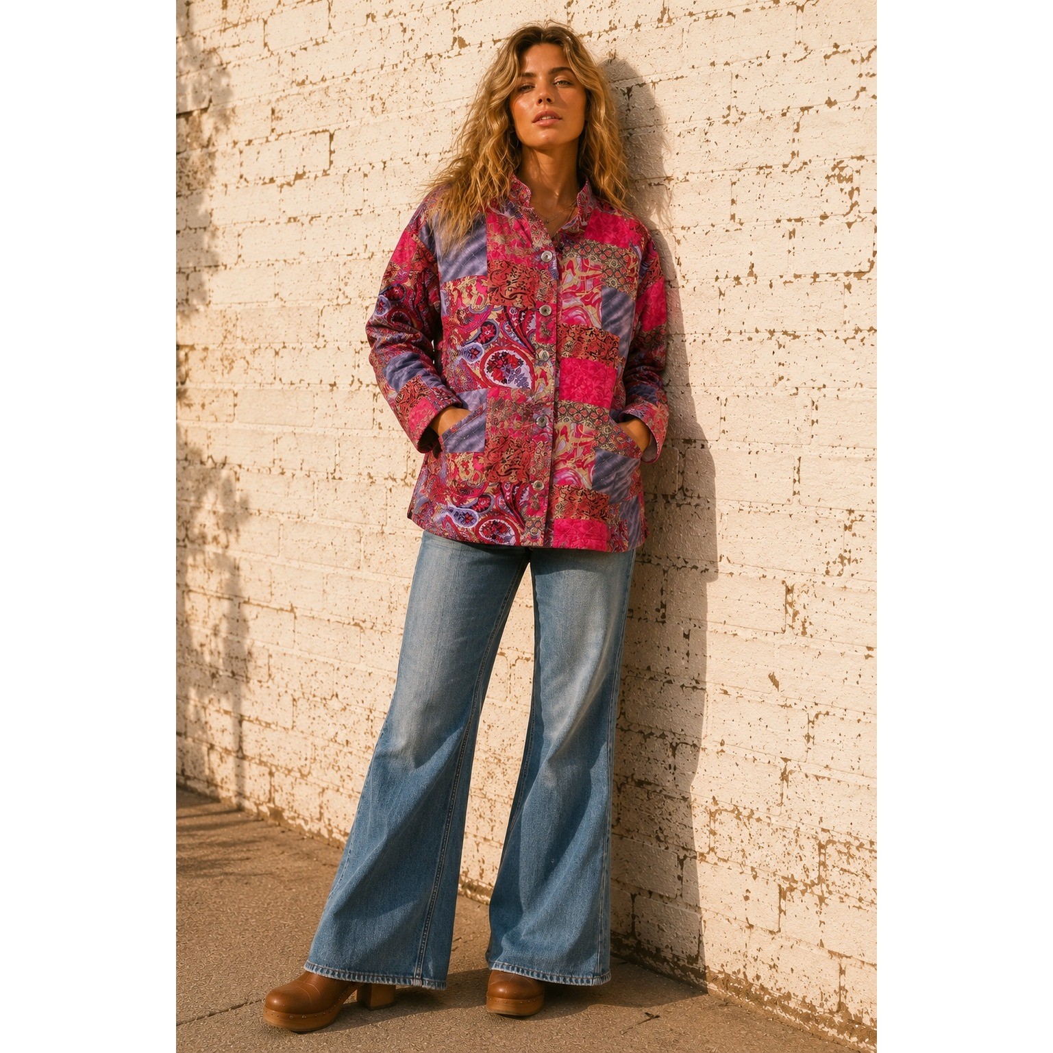 Vintage Breckenridge Pink Cotton Quilted Patchwork Paisley Jacket 3X