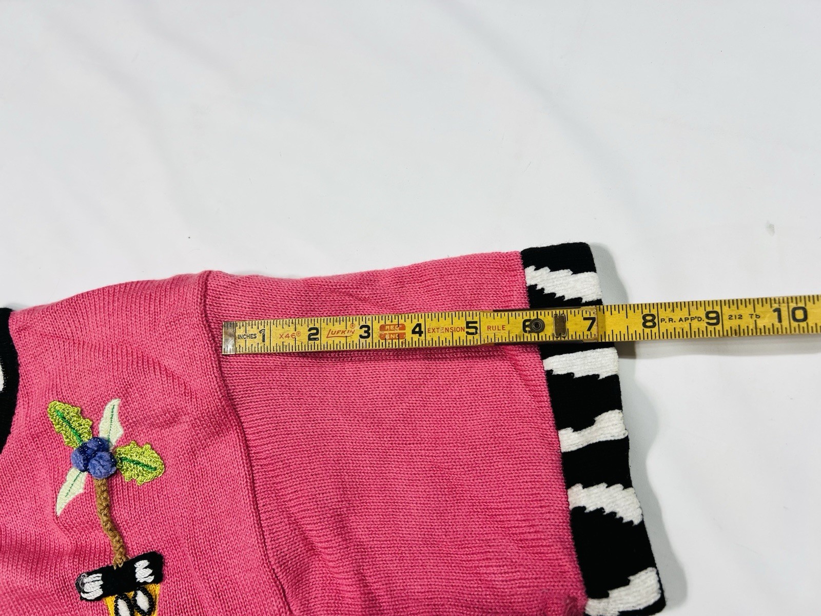 Vintage Embroided Knit Cardigan Sweater Jack B Quick Pink Plants Ugly Sweater