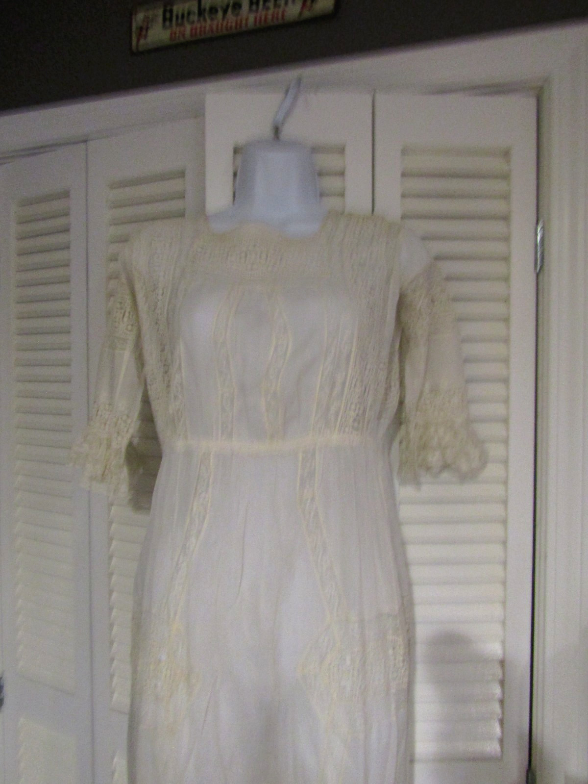 Vtg 1890’s Victorian Edwardian DAY DRESS Lace Cotton WONDERFUL Handmade Lace