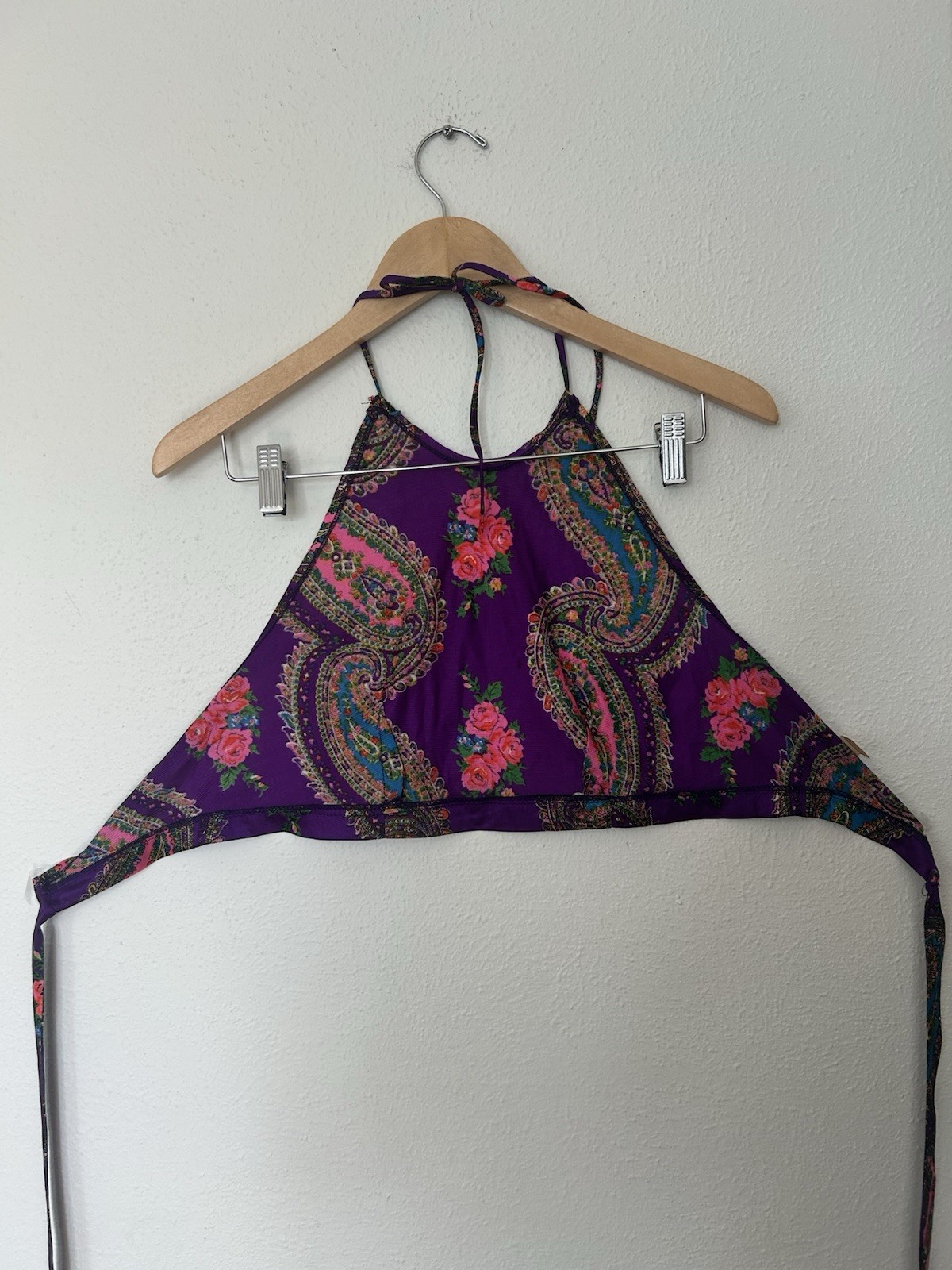 Vintage 1970s 70s Two Piece Set Halter Top Wide Leg Palazzo Pants Paisley Medium