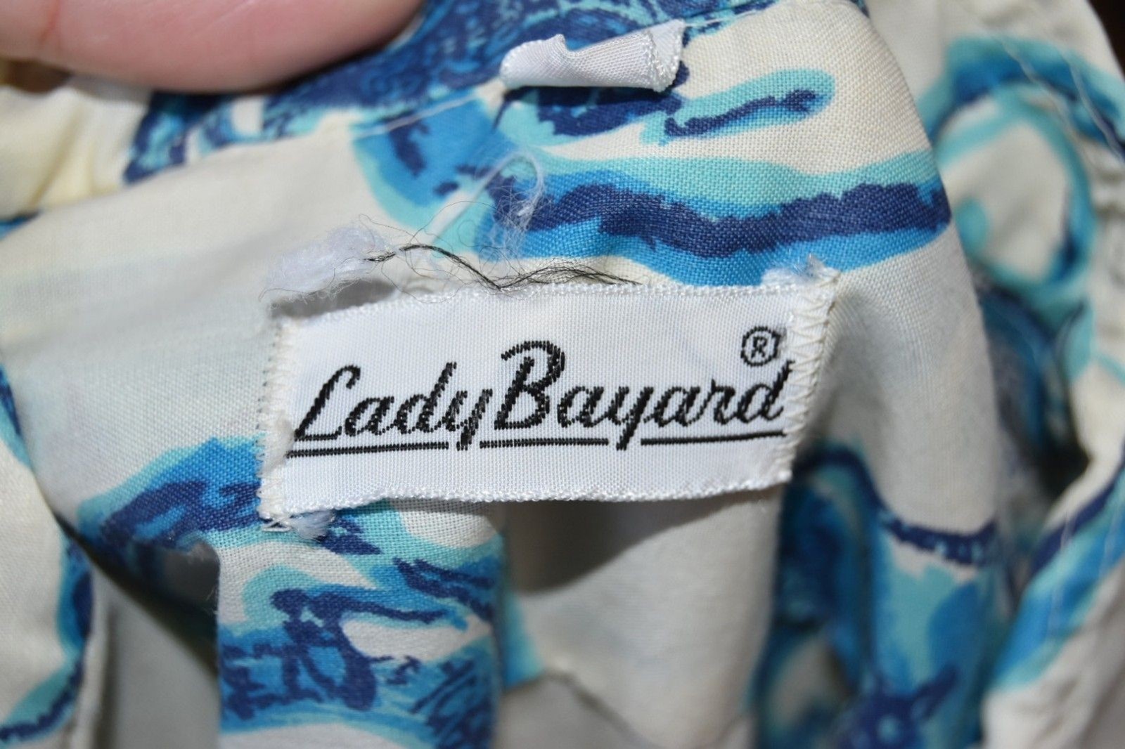 Vintage 1960s Lady Bayard House Dress Midi Blue White Stag Size Large
