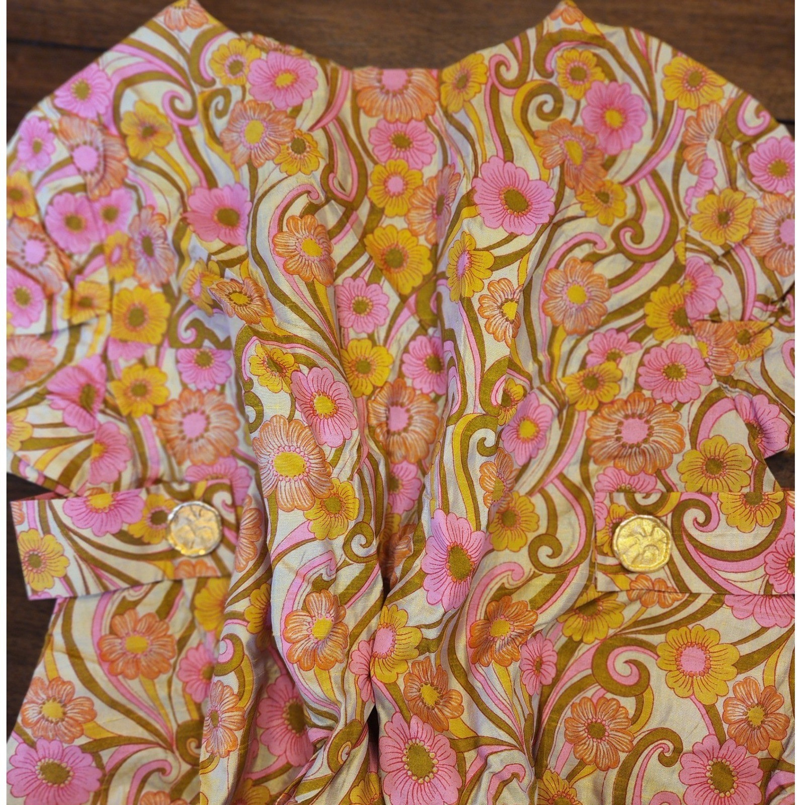 ✨️Vintage 60s Mod Floral Shift Dress Pink Orange Psychedelic Boho Retro Indie🌸