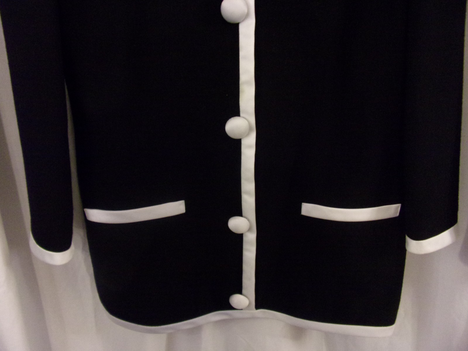 Vintage Arnold Scaasi Dress Black & White Trim Skirt Suit 8 Classic Elegant