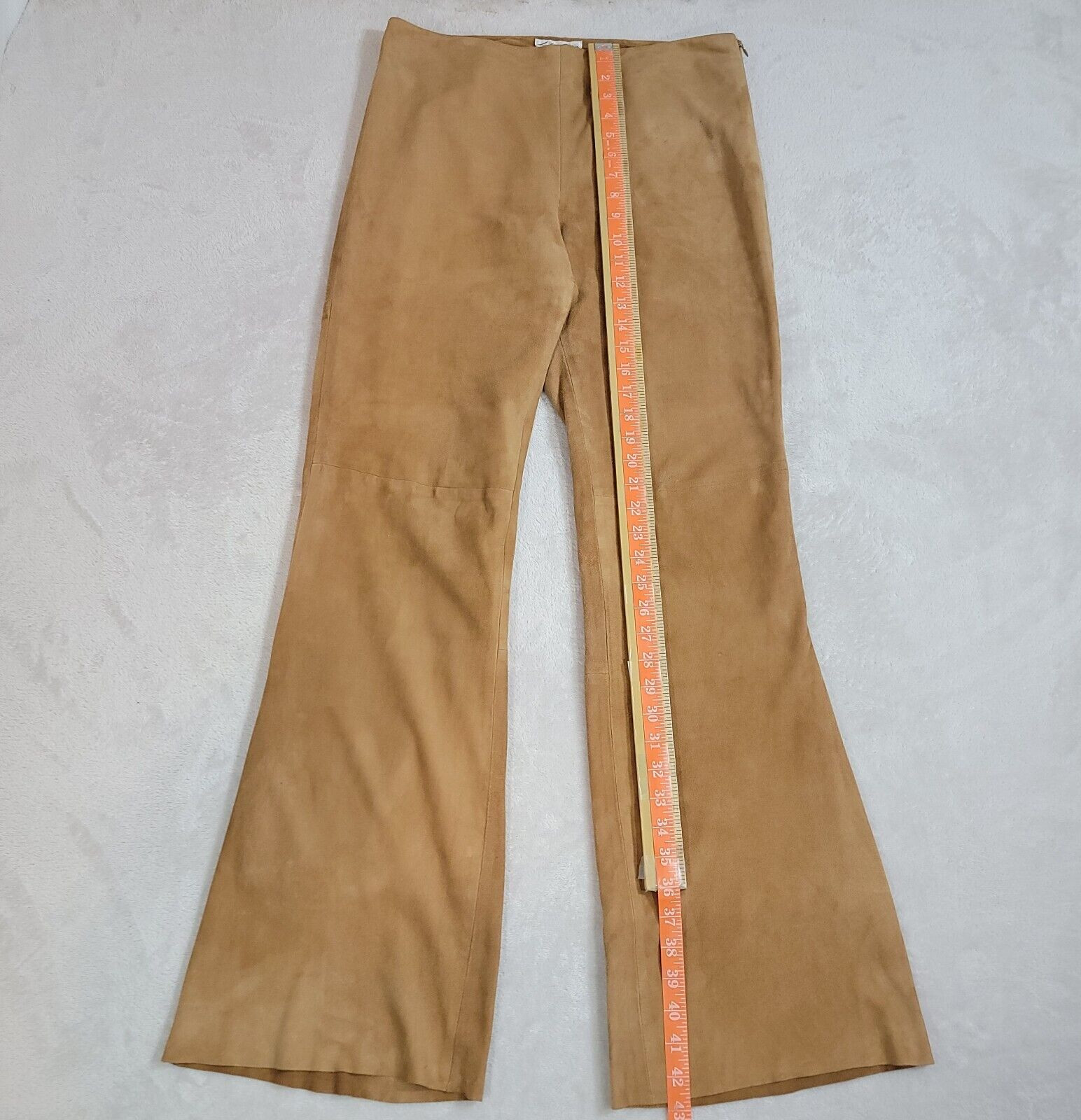 Vintage Lillie Rubin Pant Womens 10 Tan 100% Goat Suede High Rise Bell Bottom