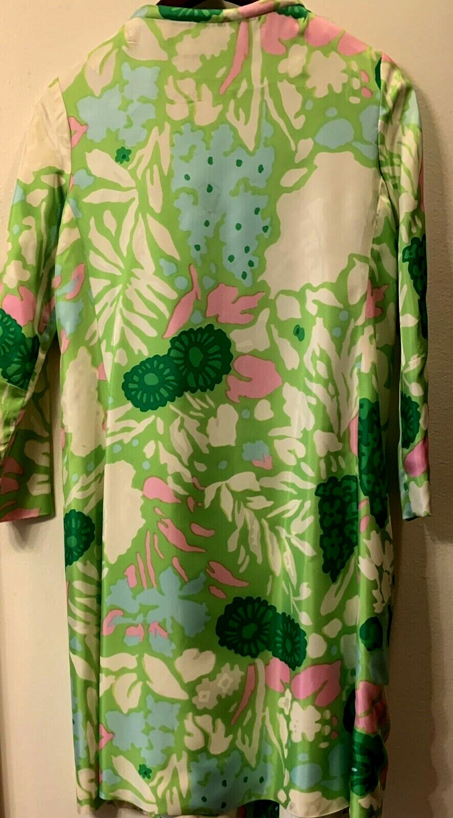 1960s Jacket COAT Small 3/4 Length TEFFTS MIAMI Flower Power Boho Green Pink Vtg
