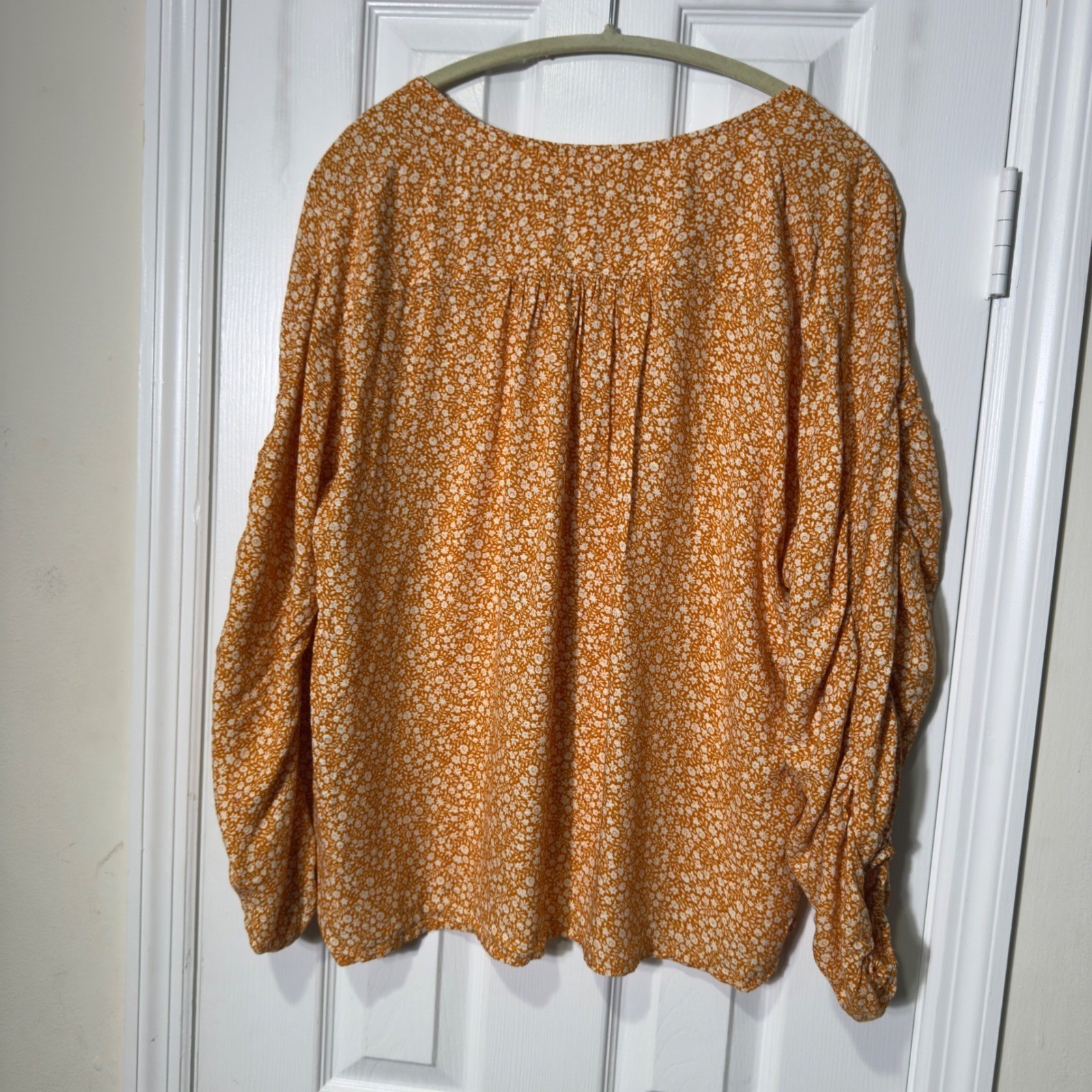Anthropologie Maeve Venice Floral Peasant Blouse Mustard Orange Medium
