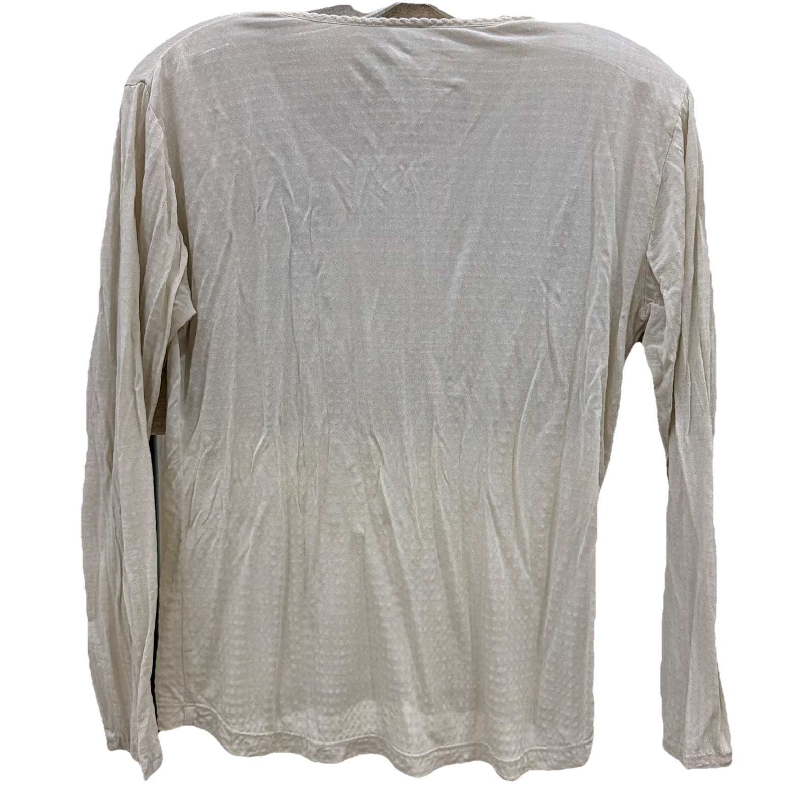 Vintage 80s Lands End 100% SILK Pattern Sheer Top Undershirt Blouse White M10-12
