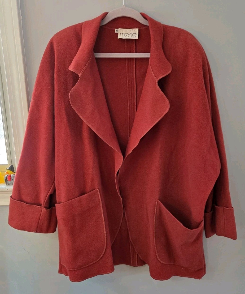 Merle Chicago Open Front Coat Cardigan Women Size Medium Made In USA Wool VTG