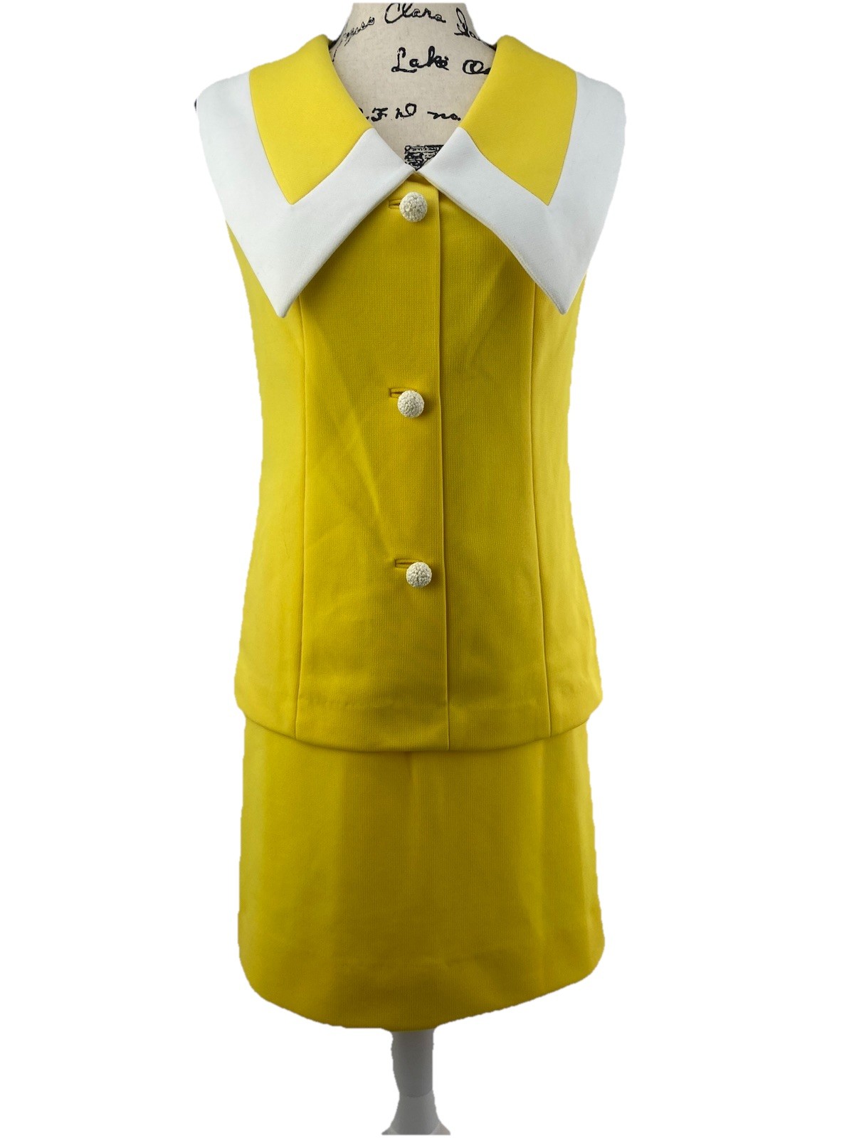 Vintage 60’s Nardis Of Dallas Yellow 2 Piece Skirt And Top Set Size Extra Small