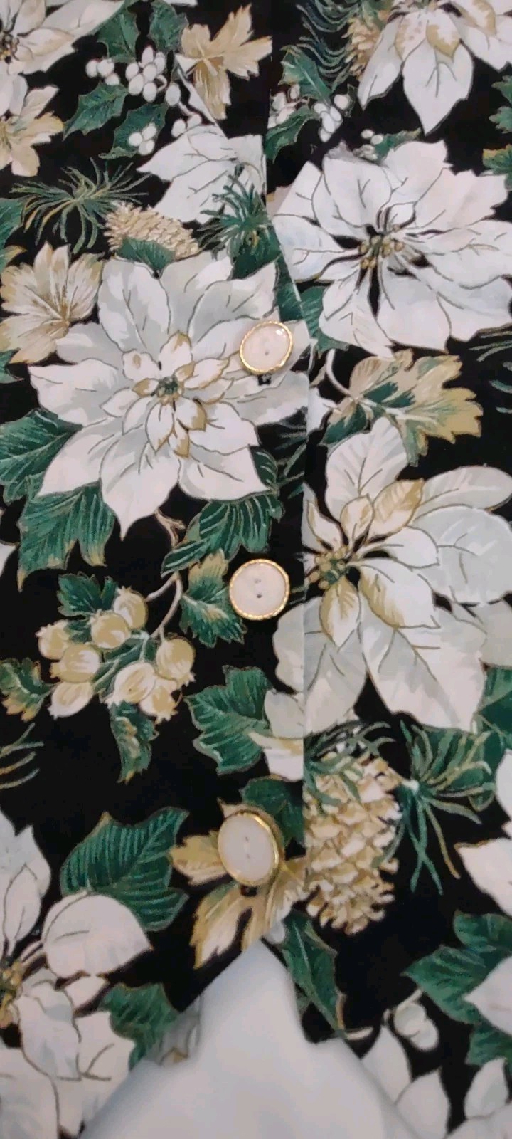 Vintage Lester Square for The Tog Shop Christmas Poinsettia Flower Design Vest M