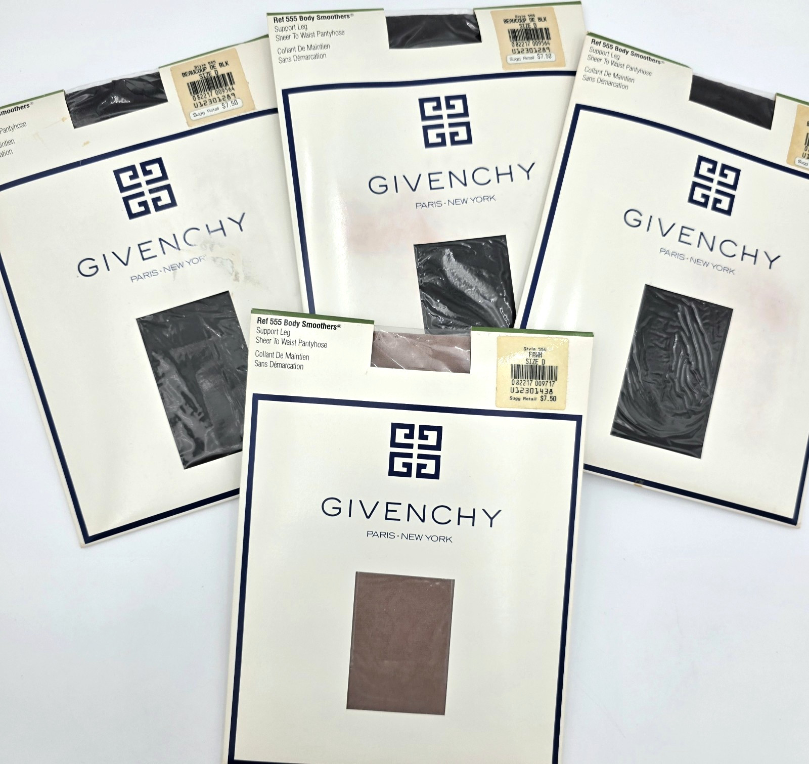 Givenchy Pantyhose Lot 4 Ref 555 Body Smoothers Size D Fawn Black VTG