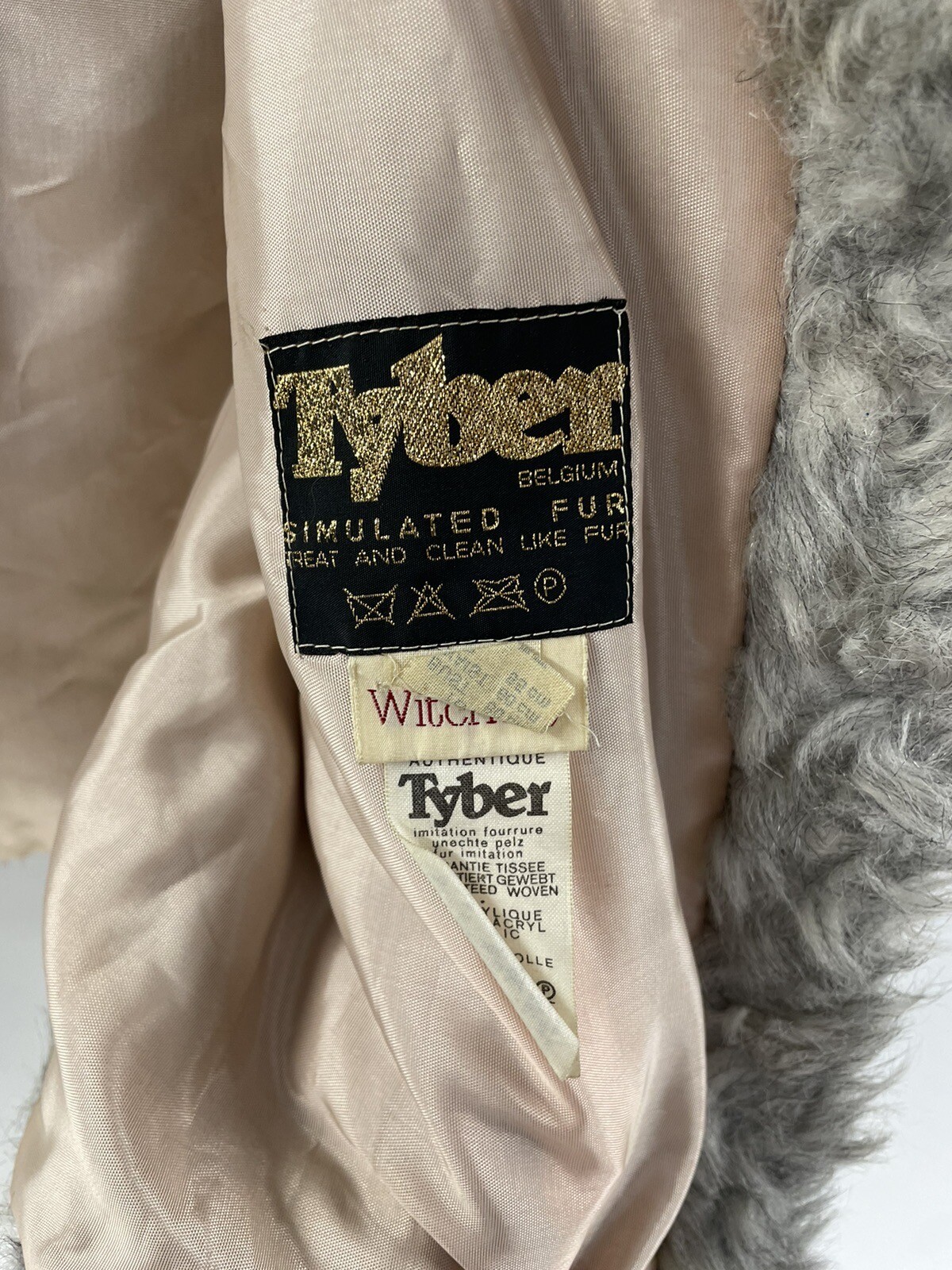 TYBER Belgium by OTEX Half Jacket Silver Grey Premium Faux Fur Vintage Size 10