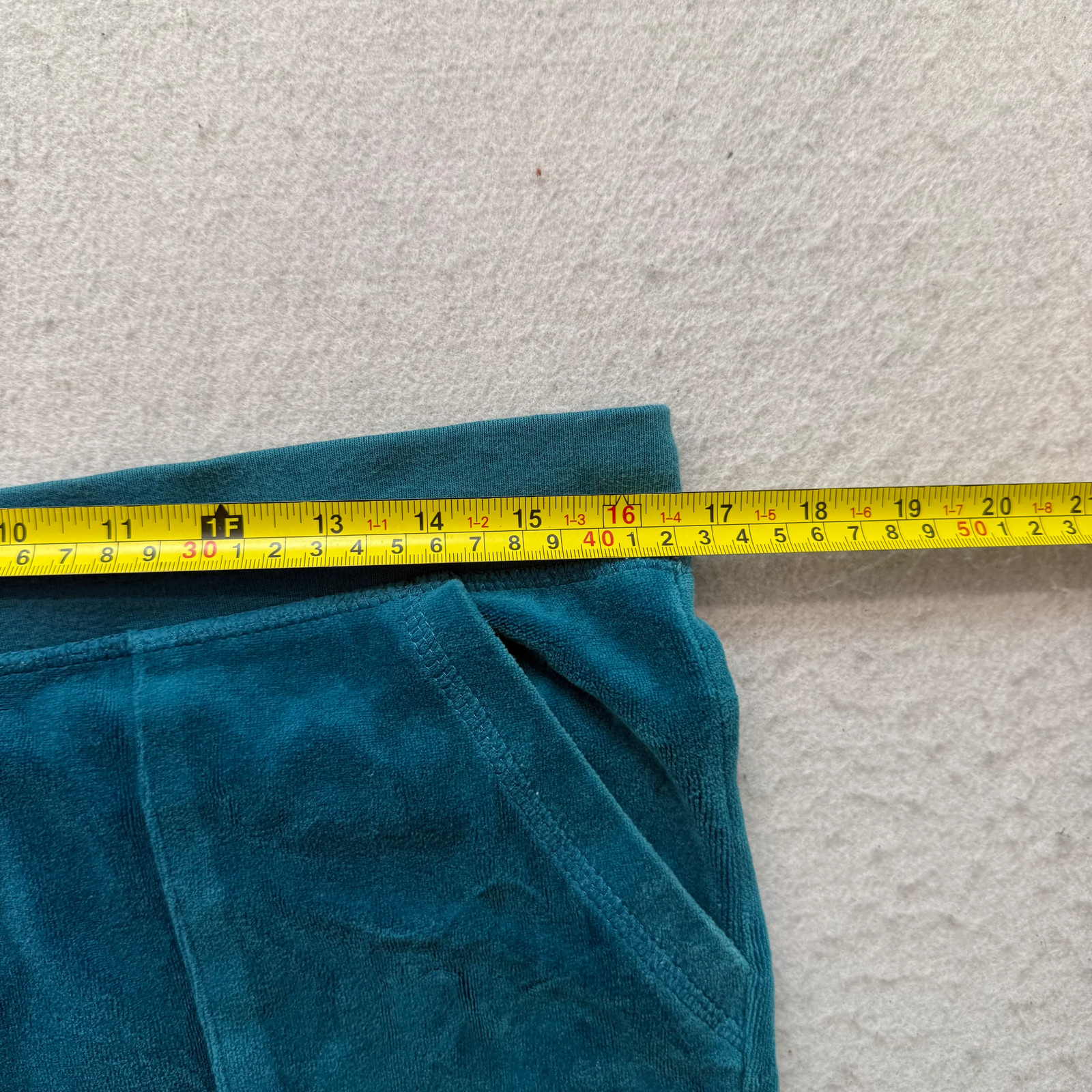 Vintage Juicy Couture Women’s Dark Teal Velour Flared Track Pants Pockets Size L