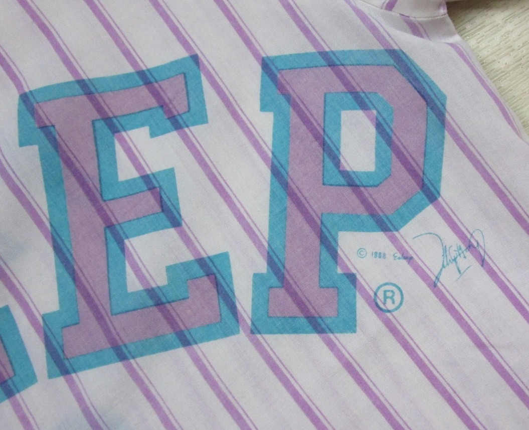 Vintage 80s ESLEEP Nightgown Striped Baseball Ballpark Nightgown 1988