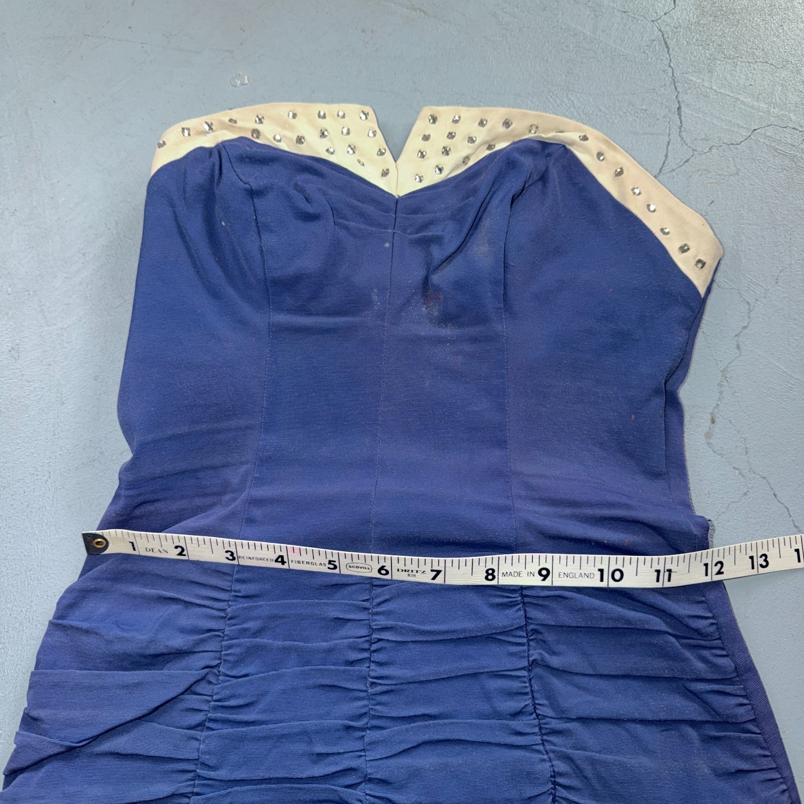 Alix Of Miami Rhinestone 1950s VTG Bathing Suit Swimsuit Hollywood Swim Wear Blu