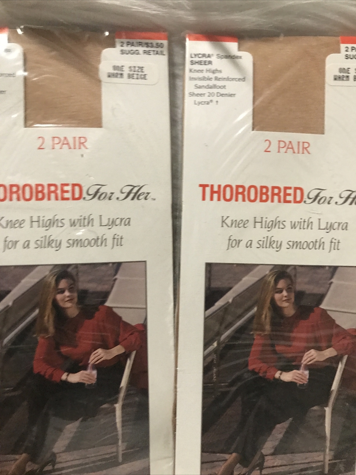 Vintage Thorobred For Her Warm Beige Nylon Knee Highs 4 Pairs New 20 Denier
