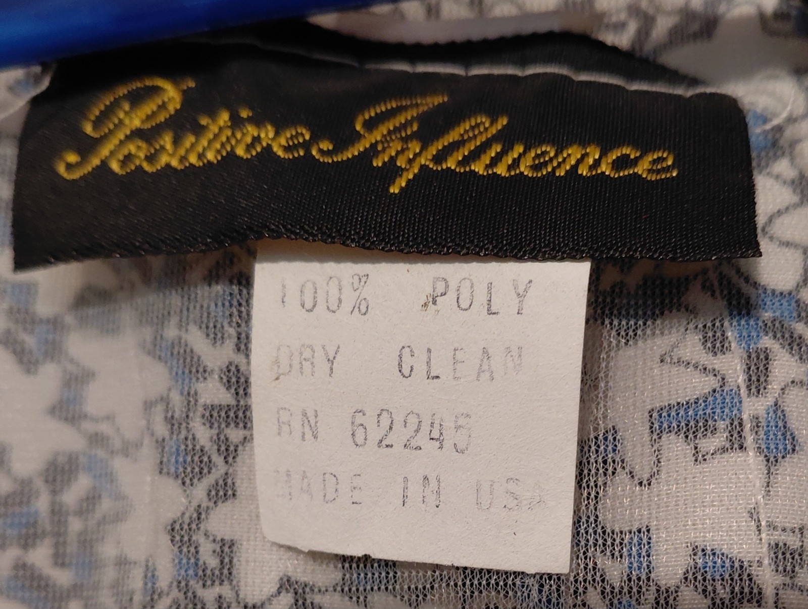 Vintage Positive Influence, Blue/White star pattern dress size 6