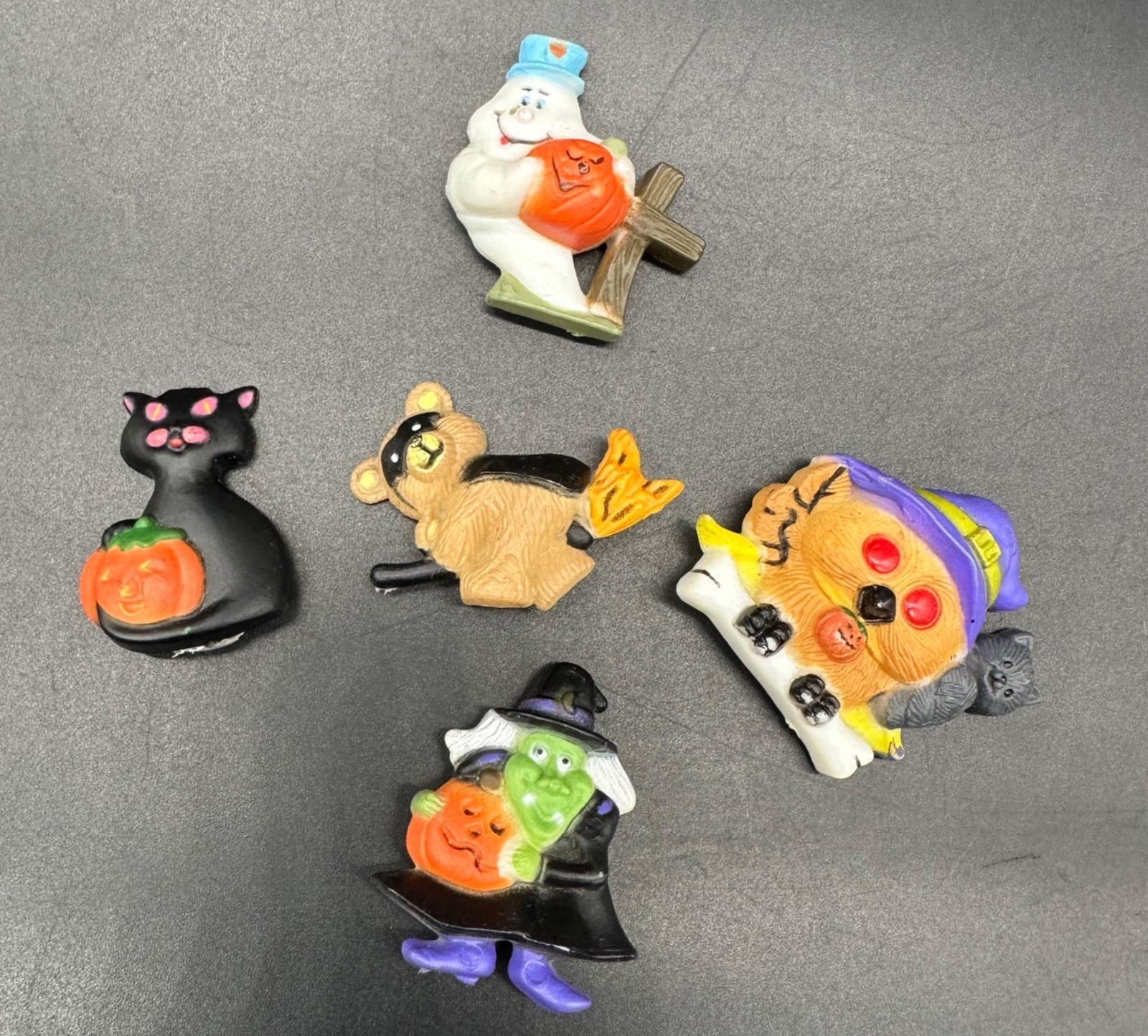 Vintage 1990s Halloween Button Covers Set Ghost Witch Black Cat Owl Retro Shirt