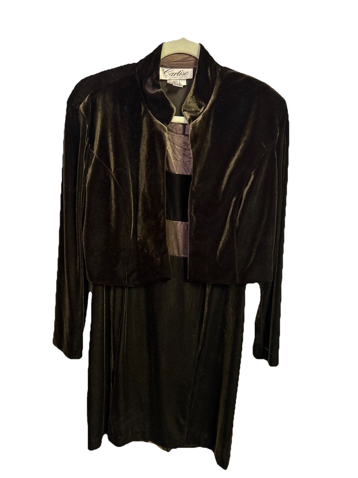 Cartese Dress Cardigan Two Piece Set Size L 14/16 2 Brown Velvet