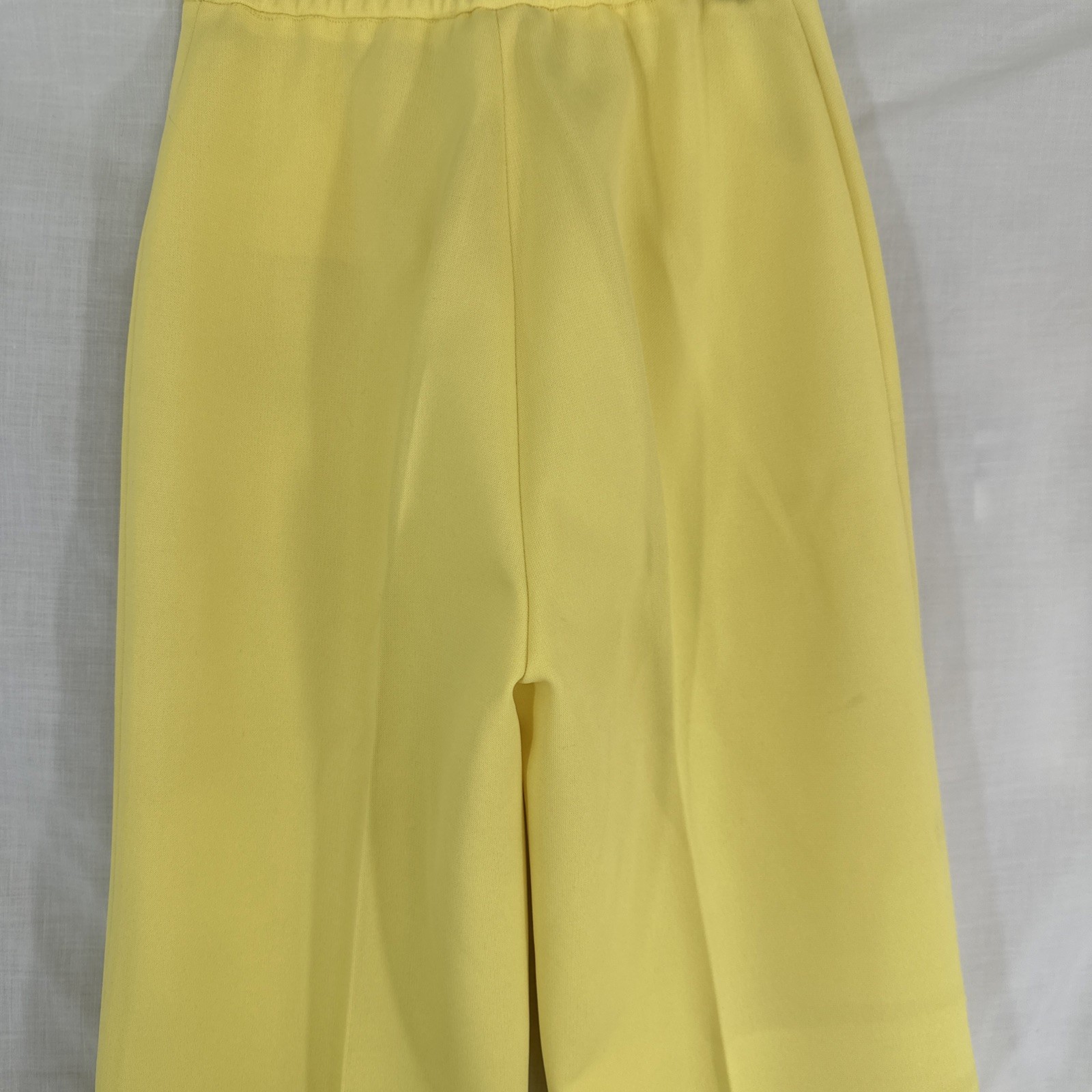 Rare 70’s XXS High-Waist Bell Bottom Pants Yellow Button Zip 22″Waist 30″Inseam